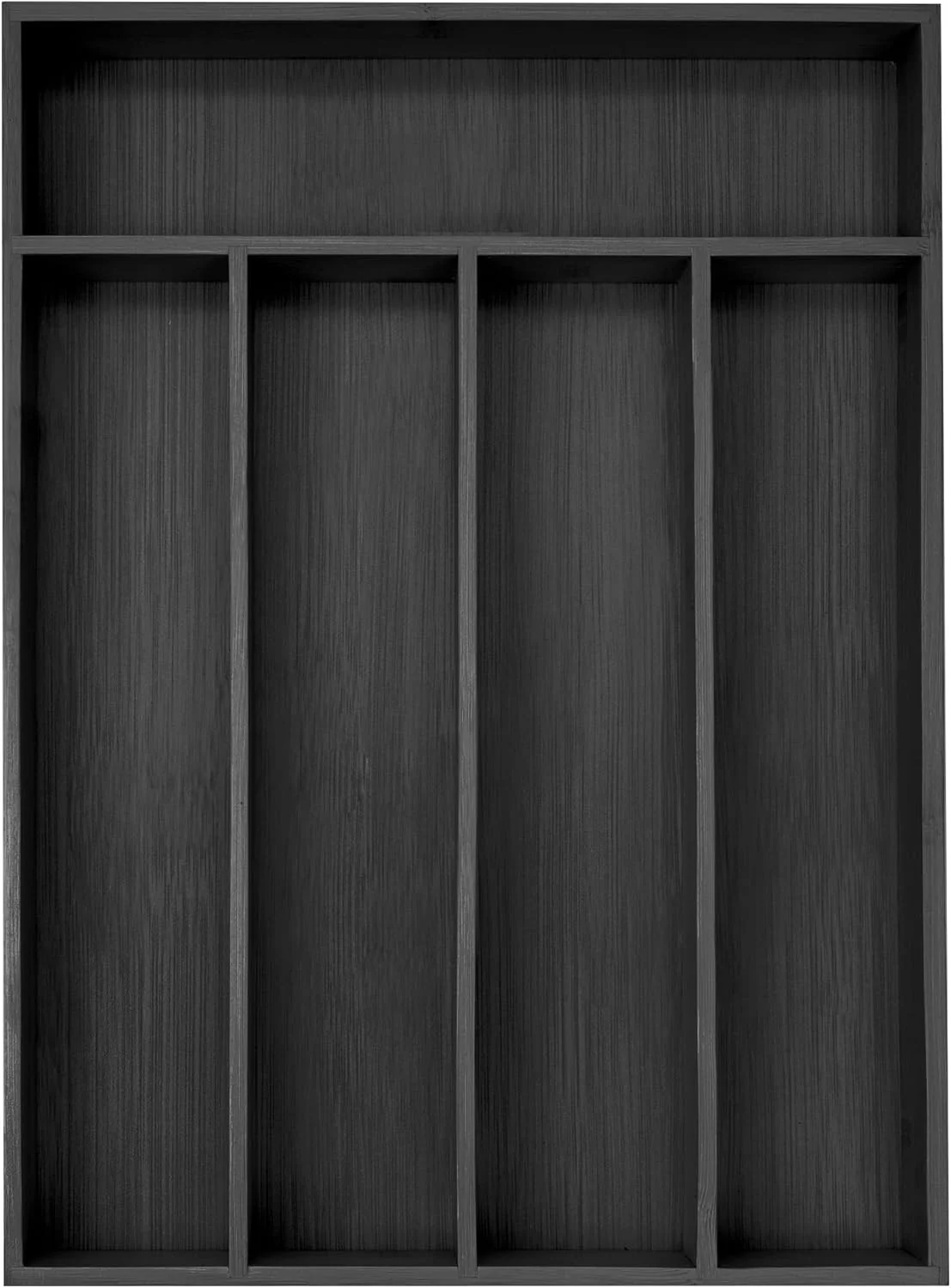 Next-Generation Bamboo Silverware Holder - Drawer Organizer with 5 Slots Black Traditional