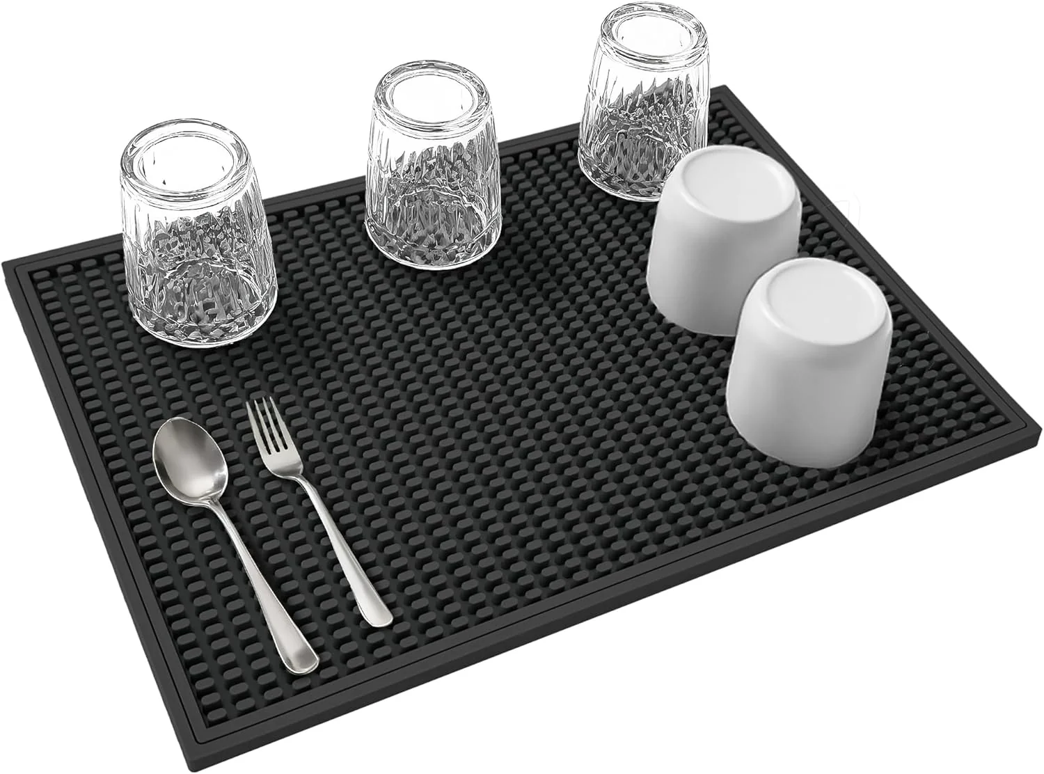 Trusted dish drying mat - 18 x 12 Black silicone drying mat kitchen counter dish drying mats rubber dish drying mat Applies to bar mat、coffee mat Pure