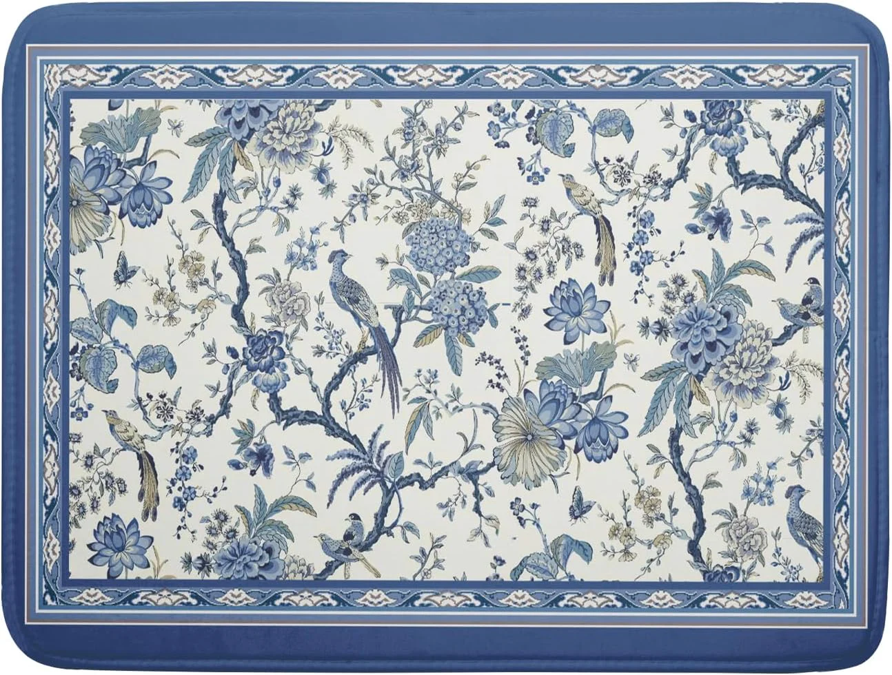 Casual Giwawa Chinoiserie Dish Drying Mat 18x24in Blue White Oriental Floral Birds Kitchen Drainer Mats Porcelain Flowers Absorbent Microfiber Dish Drying Enhanced