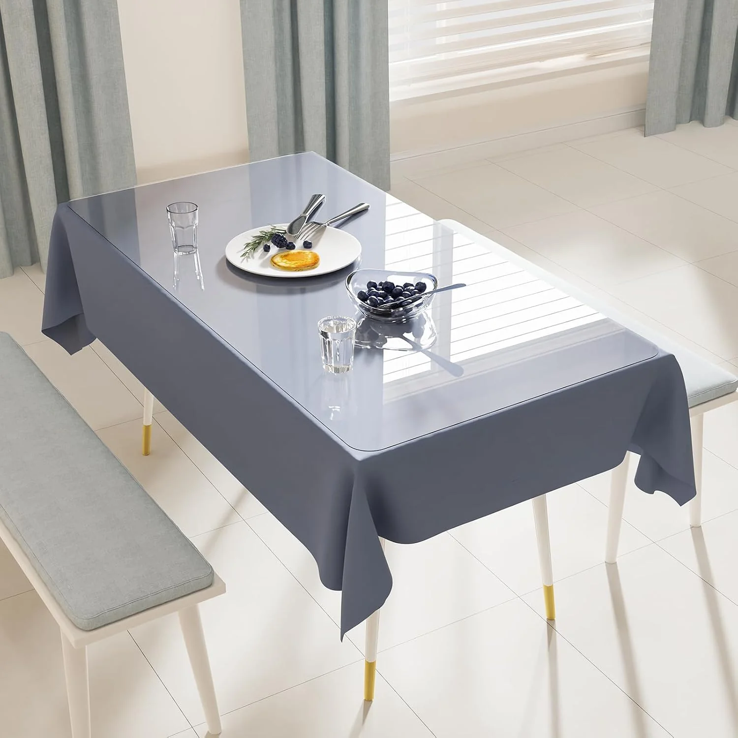 Traditional 24 x 48 Crystal Clear Plastic Table Cover Protector Convenient