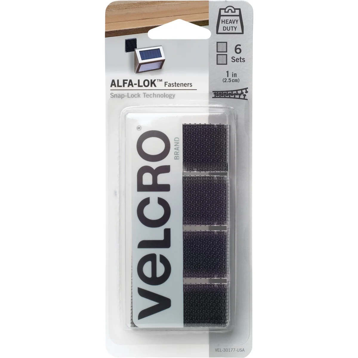 Selected Velcro Brand Alfa-Lok 1 In. x 3 In. 15 Lb. Capacity Black Square Tape Strip 4 Sets Easy-to-Use
