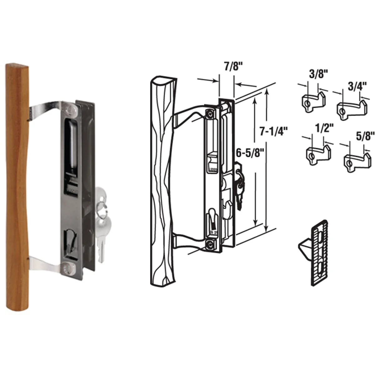 Refined Prime-Line Flush Mount Hook Sliding Patio Door Handle Set Functional