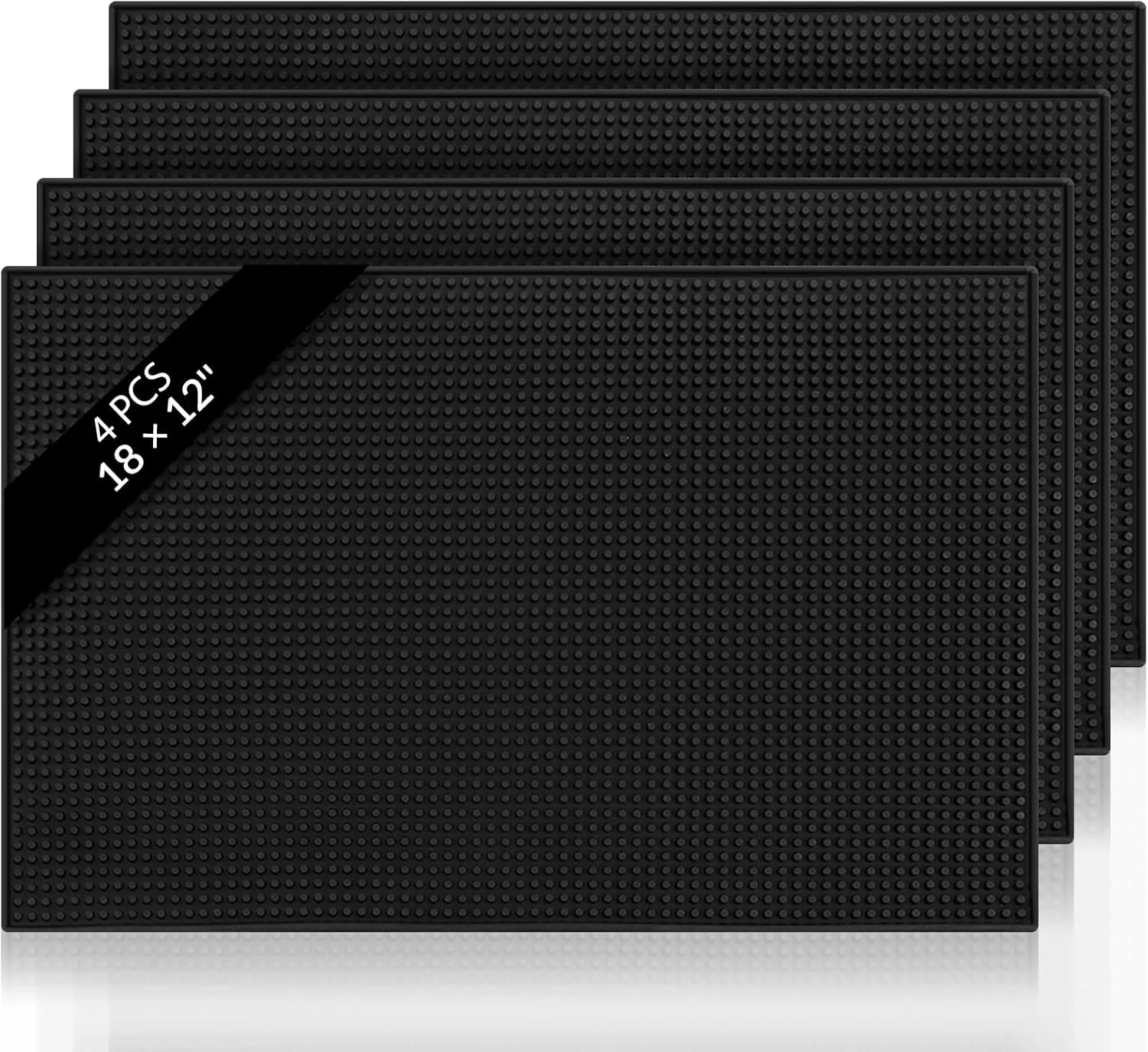 Green Tioncy 4 Pcs Bar Mat for Countertop 18 x 12 Inch Non Slip Rubber Mat Service Spill Cocktail Bartending Coffee Bar Mats for Hot Dishes Restaurants Practical