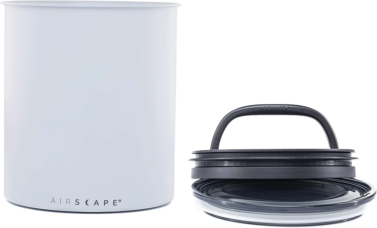 Sophisticated AirScape by Planetary Design 2.2 lbs Coffee Storage Matte Gray Plunger Lid Removes Excess Oxygen - Don't Buy airtight Buy AIR-Less - Holds 2.2 lbs Coffee Beans - Matte Gray Specialty