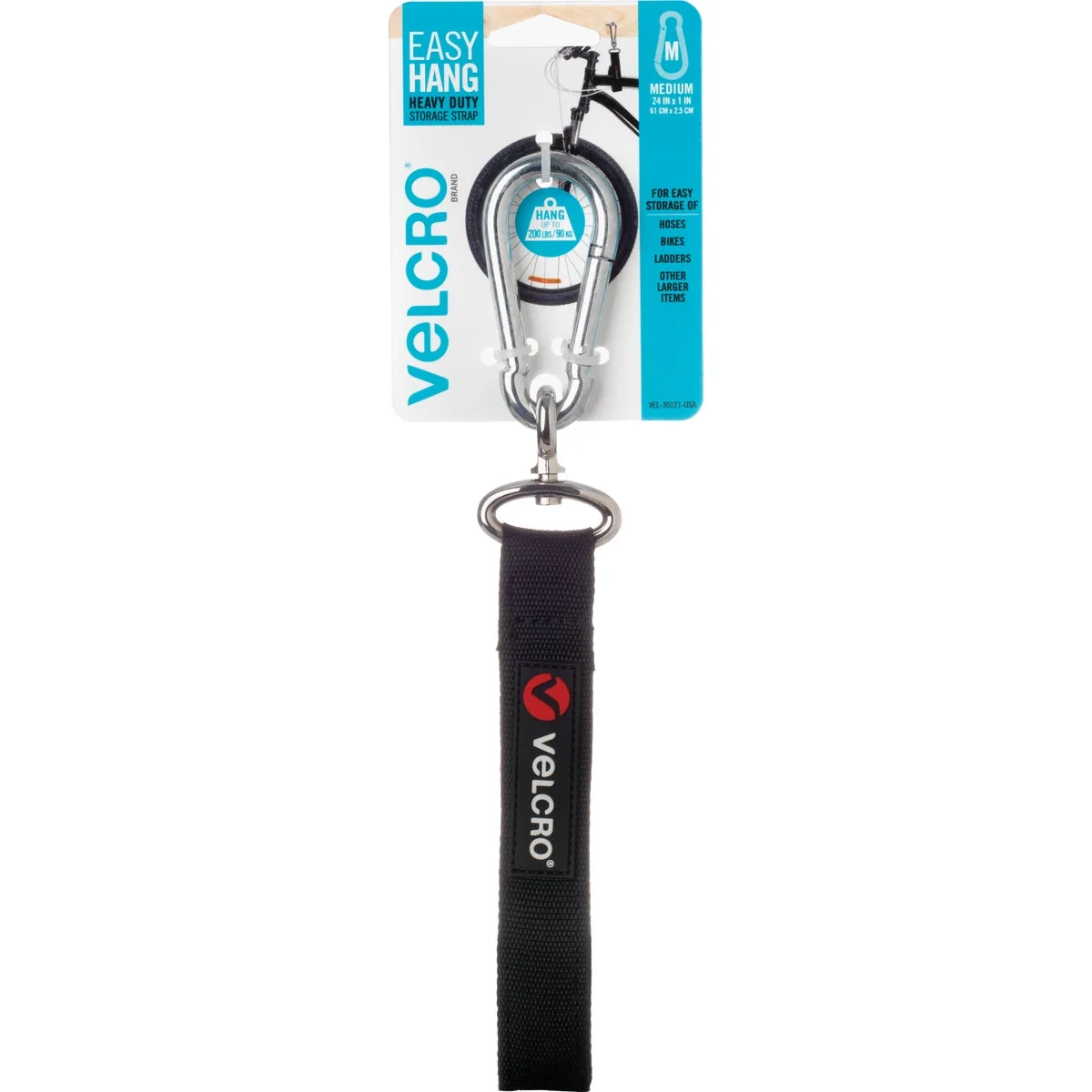Advanced Velcro Brand Easy Hang 24 In. x 1 In. Black 200 Lb. Capacity Strap with Carabiner Contemporary