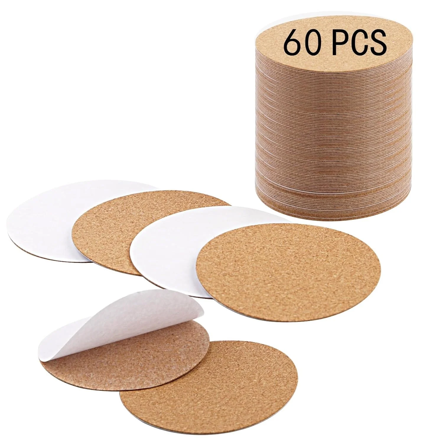 Reusable 60 PCS self Adhesive Cork for Coasters Bulk 4 inches Coaster Bottoms self Adhesive Round Coaster Backing with self Adhesive Outstanding
