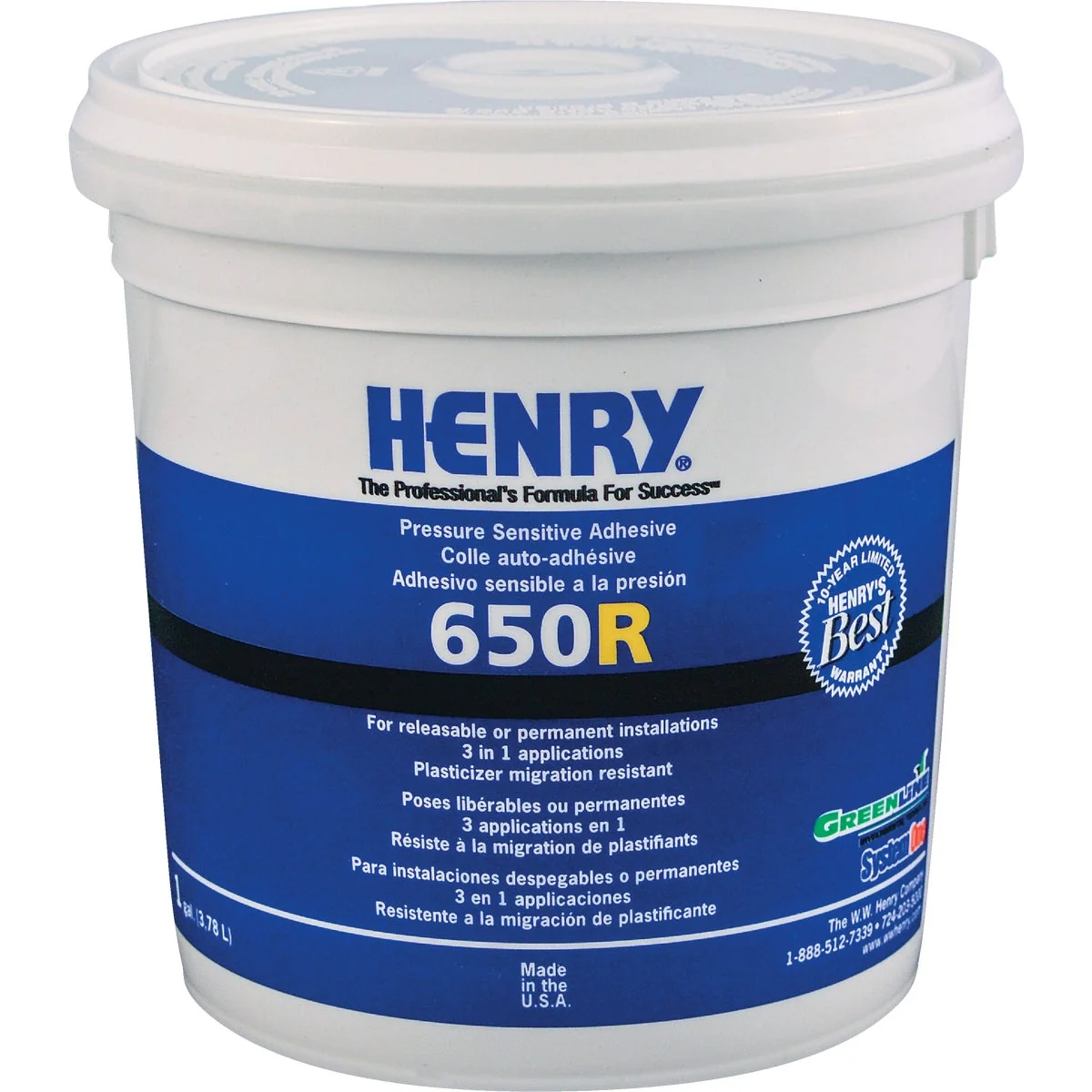 Prestigious Henry Releasable Bond Pressure Sensitive Fiberglass Sheet Vinyl Floor Adhesive 1 Gal. Dependable