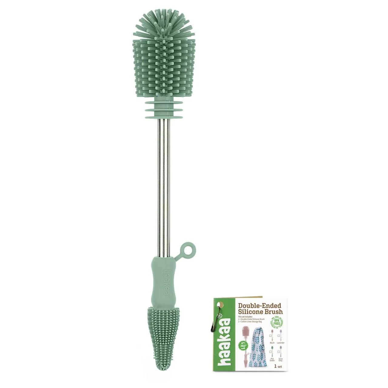 Reusable haakaa Cleaning Brush Silicone Bottle Brush Double-Ended Soft Silicone Bristles for Breast Pumps Breast Milk Collectors Baby Bottles Teats Optimized