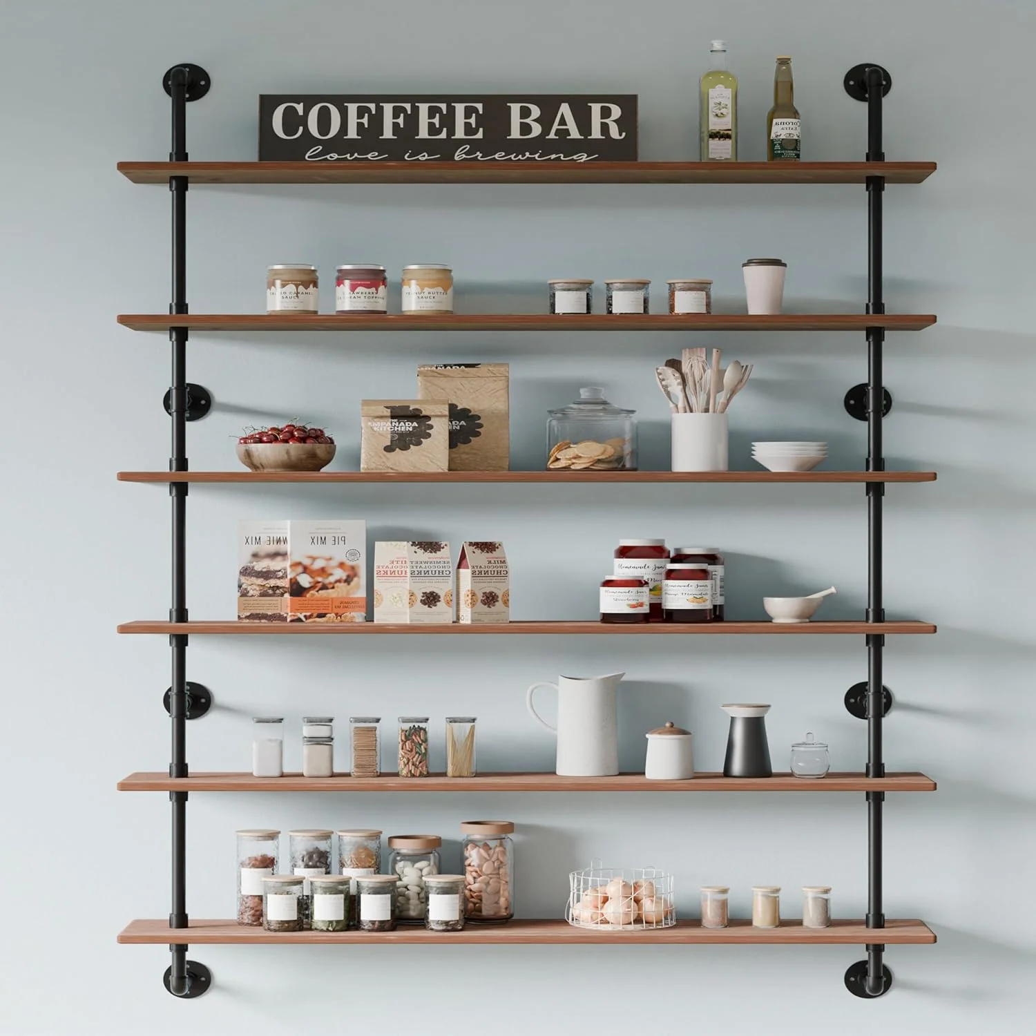 Innovative 48 InchPipe Bookshelf Floating Shelves for Wall Shelves Bookshelf Industrial Pipe Shelving Shelves Wood Planks Rustic Hanging Shelves Farmhouse Dependable