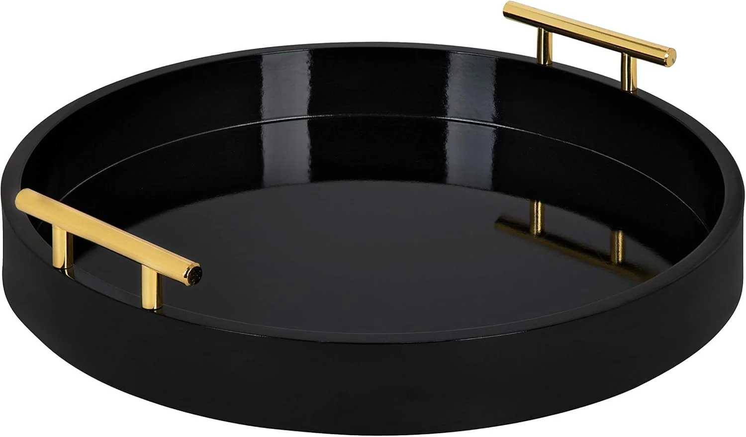 Convenient Kate and Laurel Lipton Modern Round Tray 15.5 Diameter Black and Gold Decorative Accent Tray for Storage and Display Practical