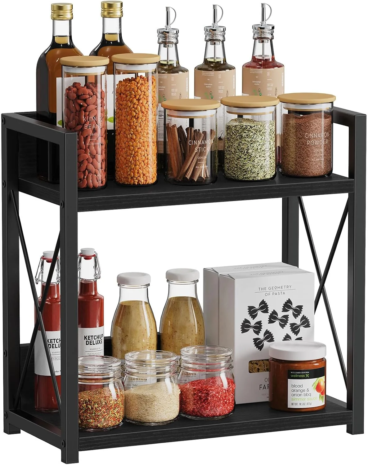 Excellent Giikin Kitchen Countertop Organizer 2 Tier Coffee Bar Organizer Black Spice Rack for Counter Kitchen Counter Shelves Particleboard 15.8 L x 7.9 W x 15.8 H Black L Next-Generation