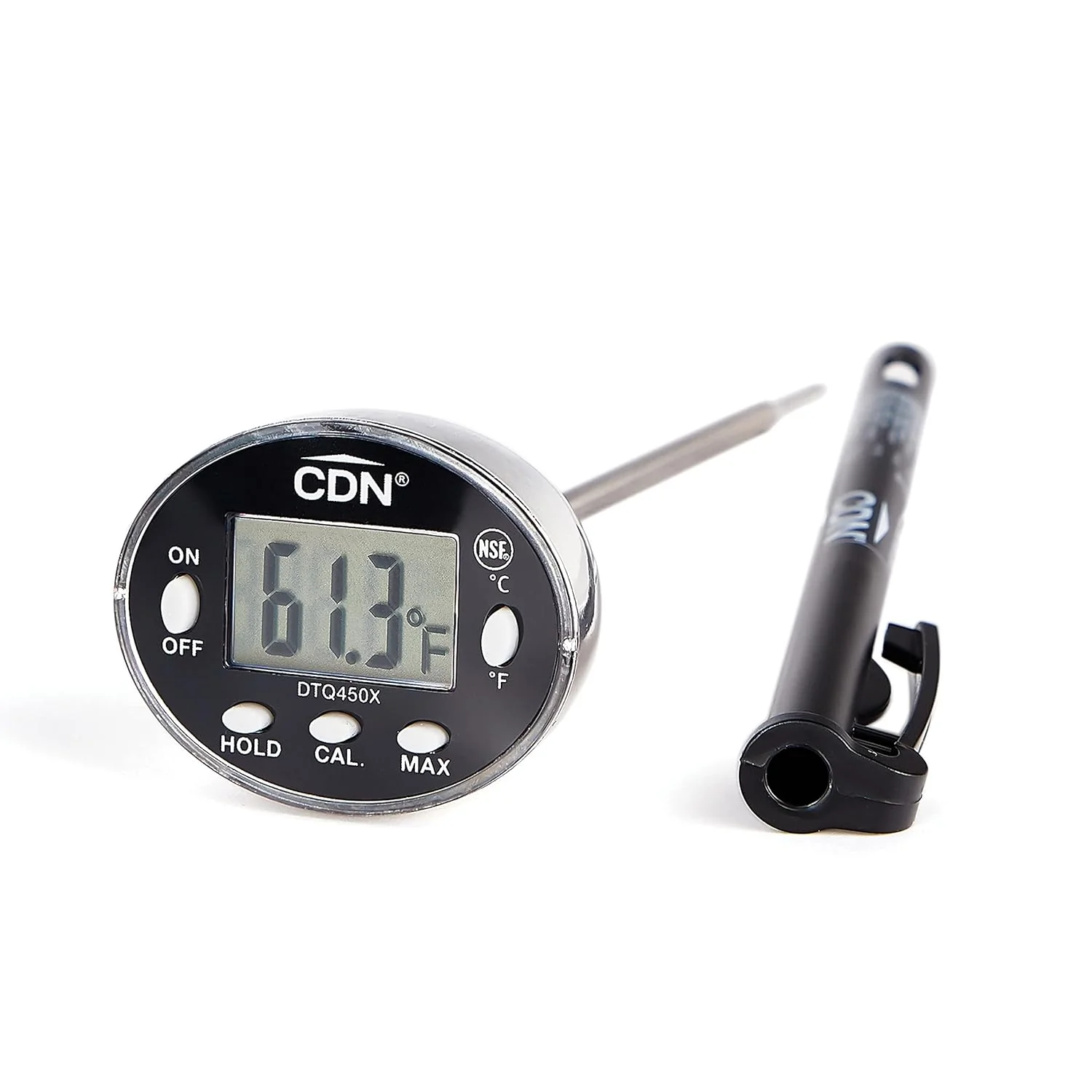 Convenient CDN Thin Tip Thermometer ProAccurate® 4.75 Stem Digital Hold Max Waterproof NSF I for Cooking Brewing - DTQ450X Elite