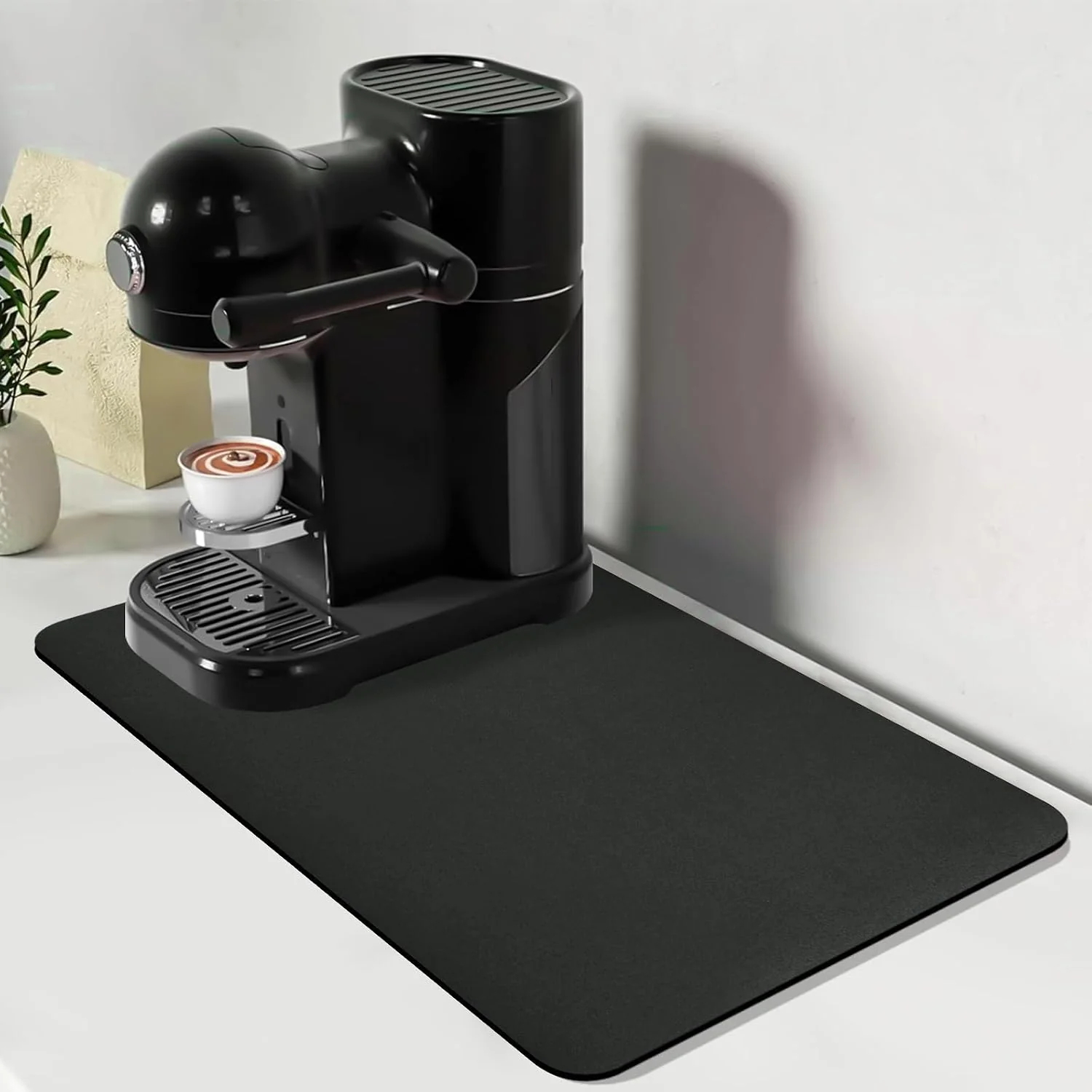 Carefully Designed Bloss Coffee Mat Coffee Bar Mat Dish Drying Mat Kitchen Counter Mat Absorbent Hide Stain Rubber Backed Dish Drying Pad 12.2 x19.7 Black Lightweight