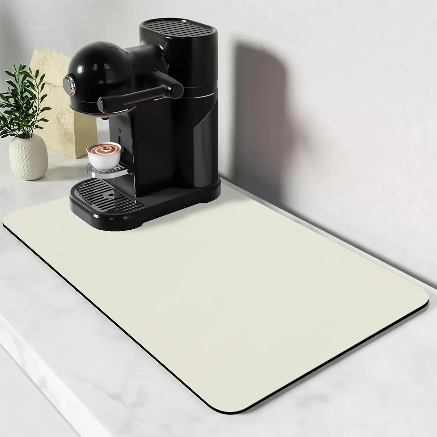 First-Class Bloss Drying Mat Coffee Mat - Off White - 16 x24 Absorbent Hides Stains Rubber Backed - Dish Drying Mat Fits Under Coffee Maker or Espresso Machine Carefully Designed