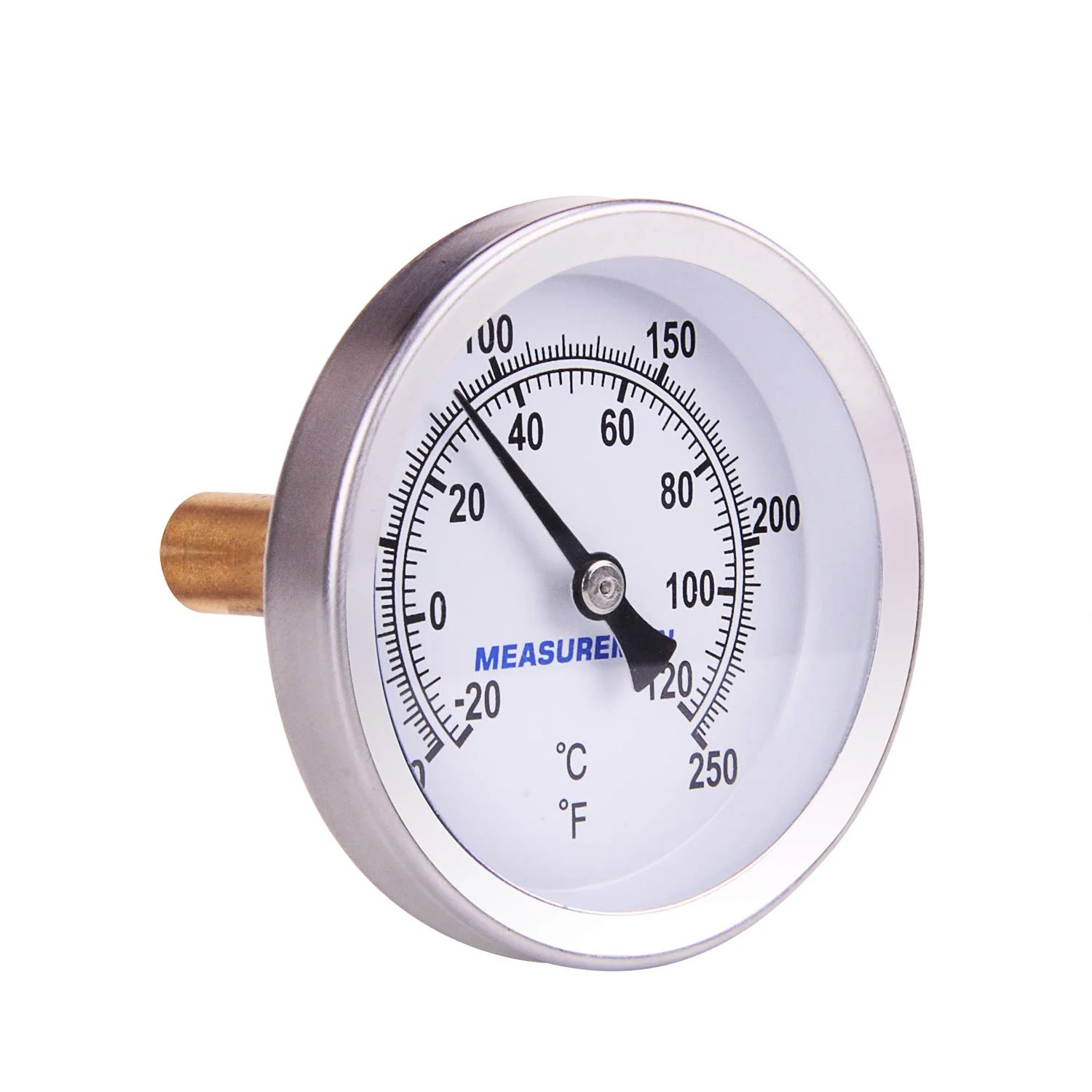 Responsible Measureman Hot Water Bi-Metal Thermometer 2-1 2 Dial 1-3 4 Lead- Brass Stem Range 0-250 deg F -20-120 deg C 2 Accuracy Adjustable Exceptional