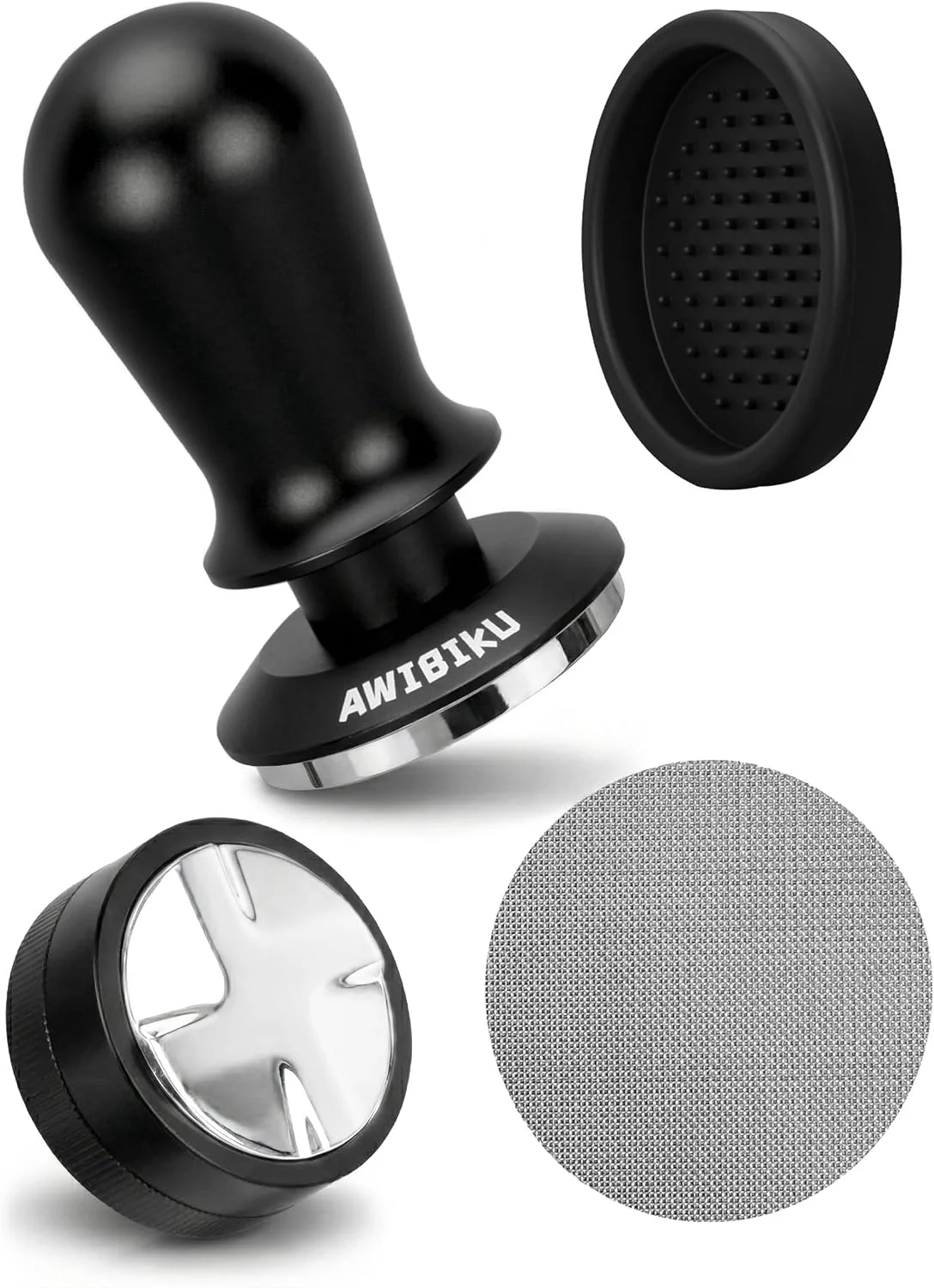 Casual Barista Espresso Tamper 53.3 54mm Spring Loaded Flat Base Tamper Kit 4-Blade Coffee Distributor amp 316 Stainless Steel Puck Screen Breathable
