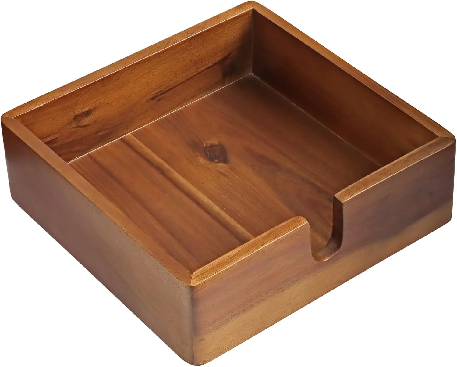 Specialty Acacia Lunch Napkin Holder 7.8 x 7.8 inches for Dining Table and Kitchen – Napkin Dispenser Made from Brown Acacia Wood Top-Quality