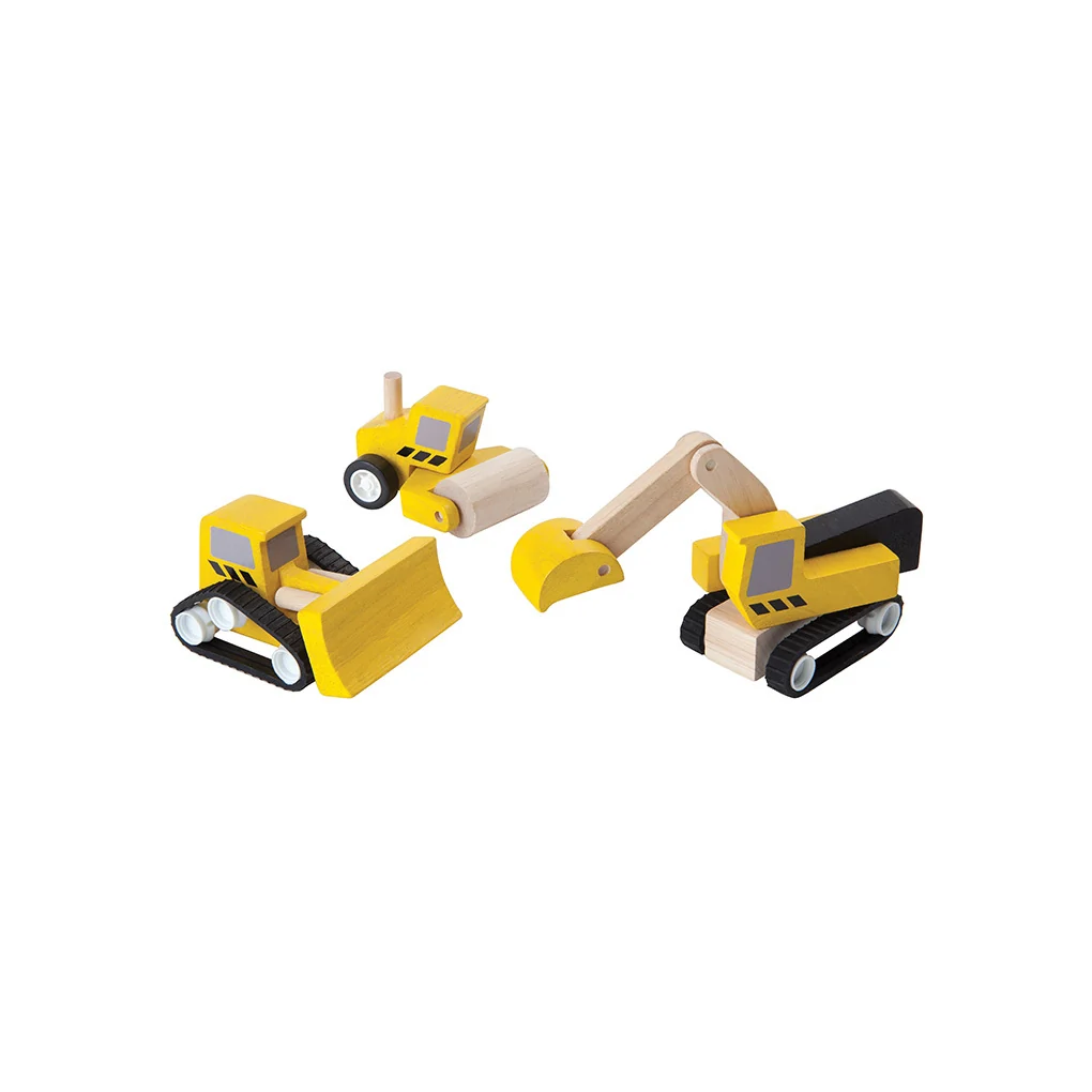 Top-Quality PlanToys 3 Piece Wooden Road Construction Set Trusted