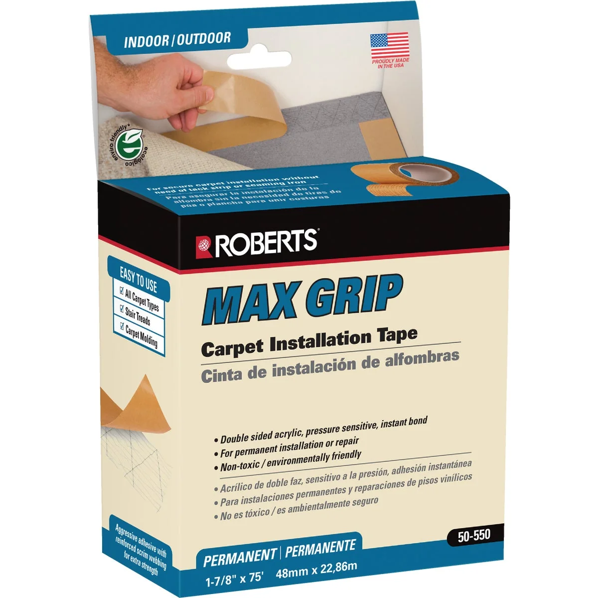 Enhanced Max Grip 1.88 In. x 75 Ft. Indoor Carpet Tape Relaxed