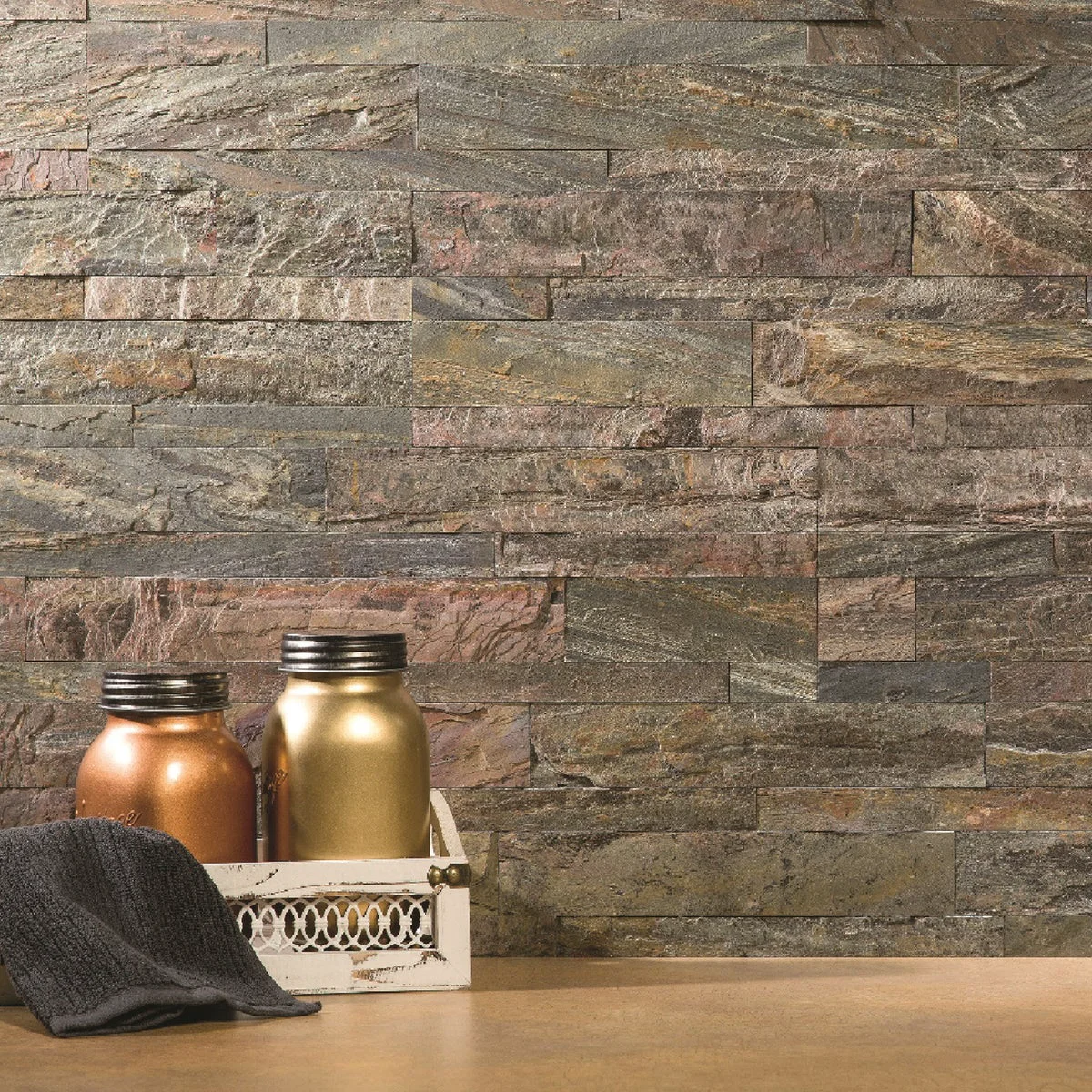 Soft Aspect 6 In. x 24 In. Natural Stone Backsplash Peel Stick Weathered Quartz Powerful