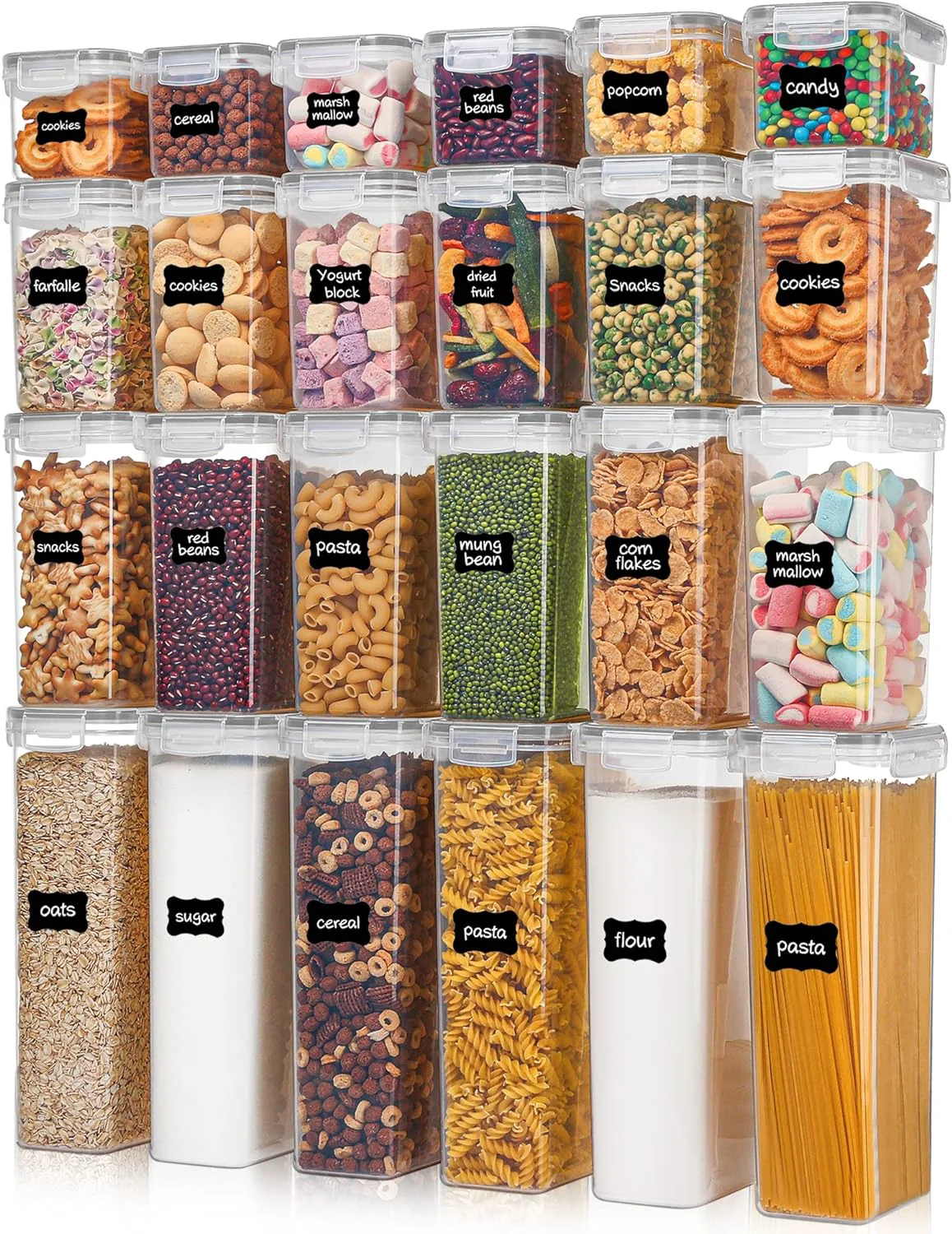 Outstanding Vtopmart Airtight Food Storage Containers with Lids 24 pcs Plastic Kitchen and Pantry Organization Canisters for Ce Dry Food Flour and Sugar Practical