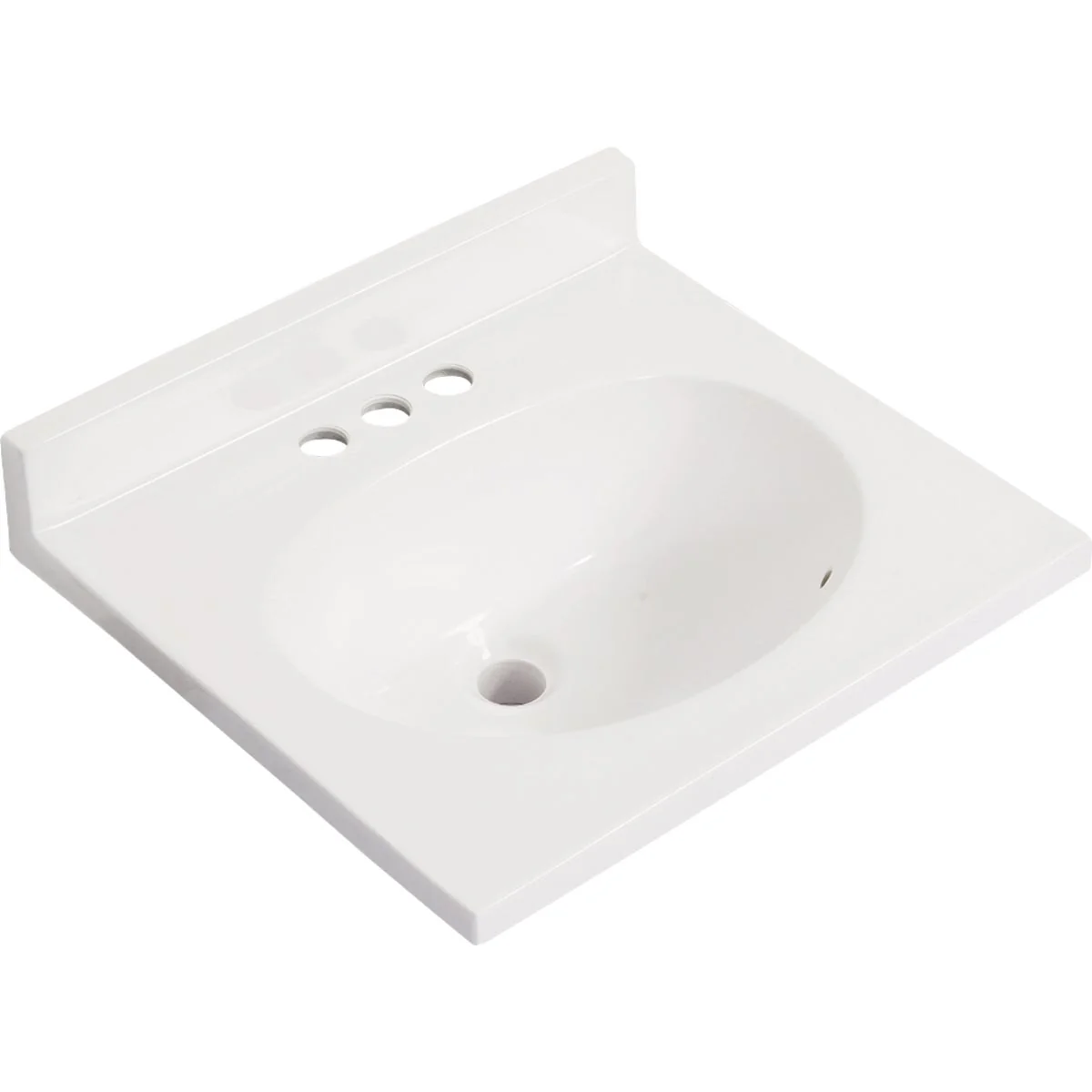 Consistent Modular Vanity Tops 19 In. W x 17 In. D Solid White Cultured Marble Non-Drip Edge Vanity Top with Oval Bowl Environmentally Friendly
