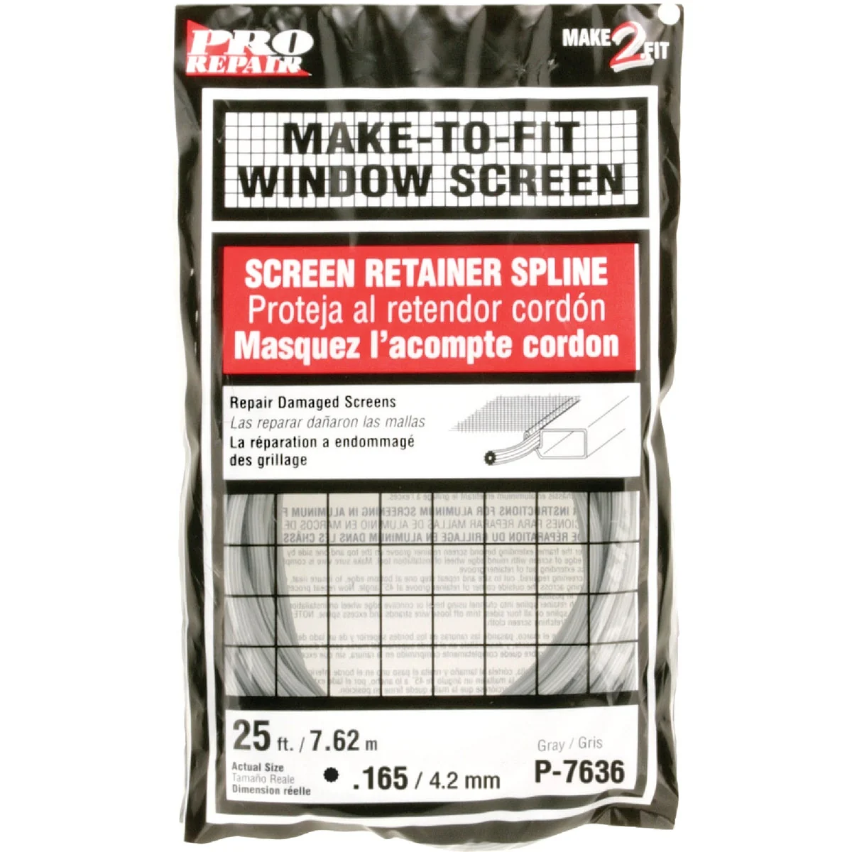 Excellent Prime-Line 0.165 In. Dia. x 25 Ft. L. Gray Vinyl Screen Retainer Spline Artisan
