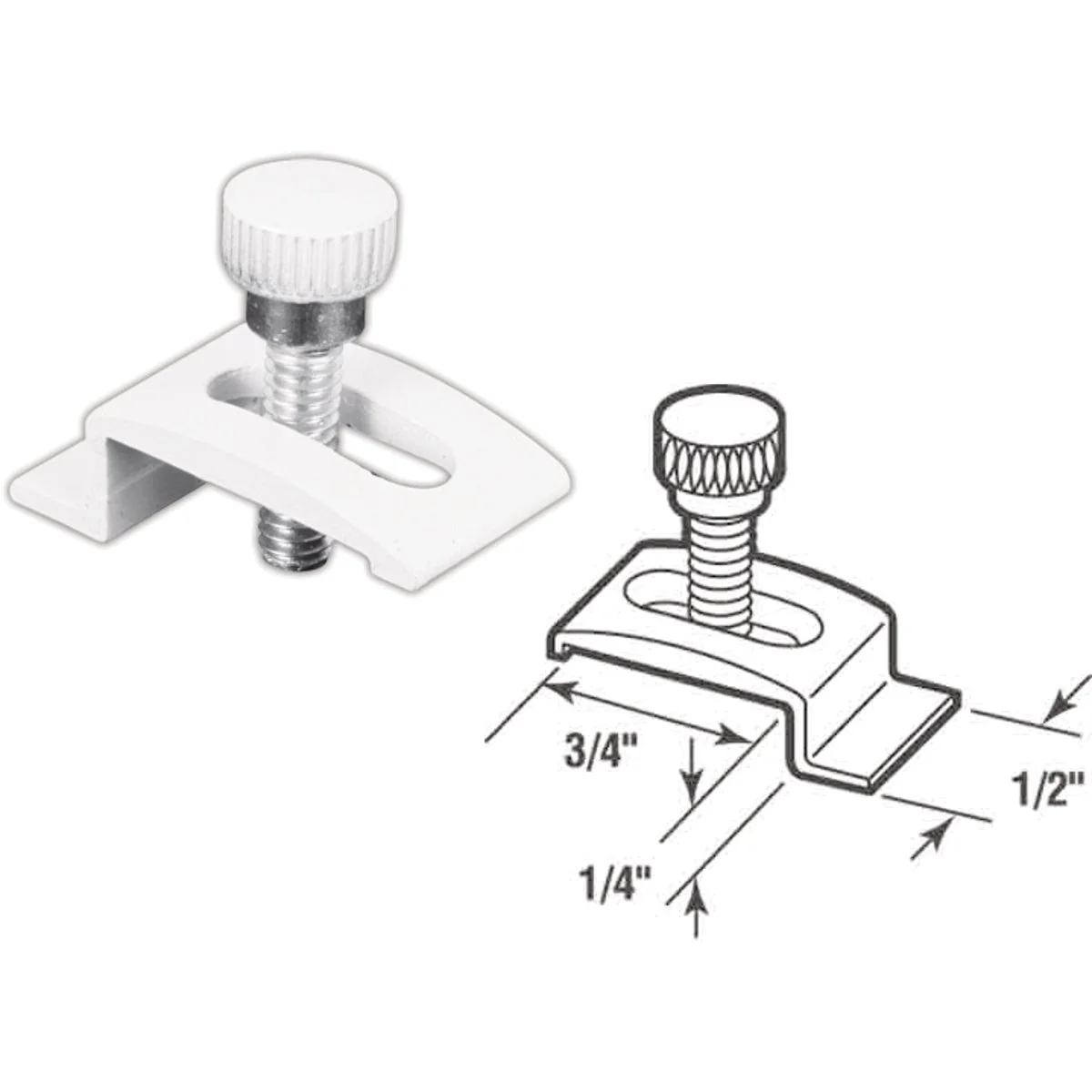 Lightweight Prime-Line White 1 2 In. W. x 1 4 In. H. x 3 4 In. L. Storm Door Panel Clip 8-Pack Optimized