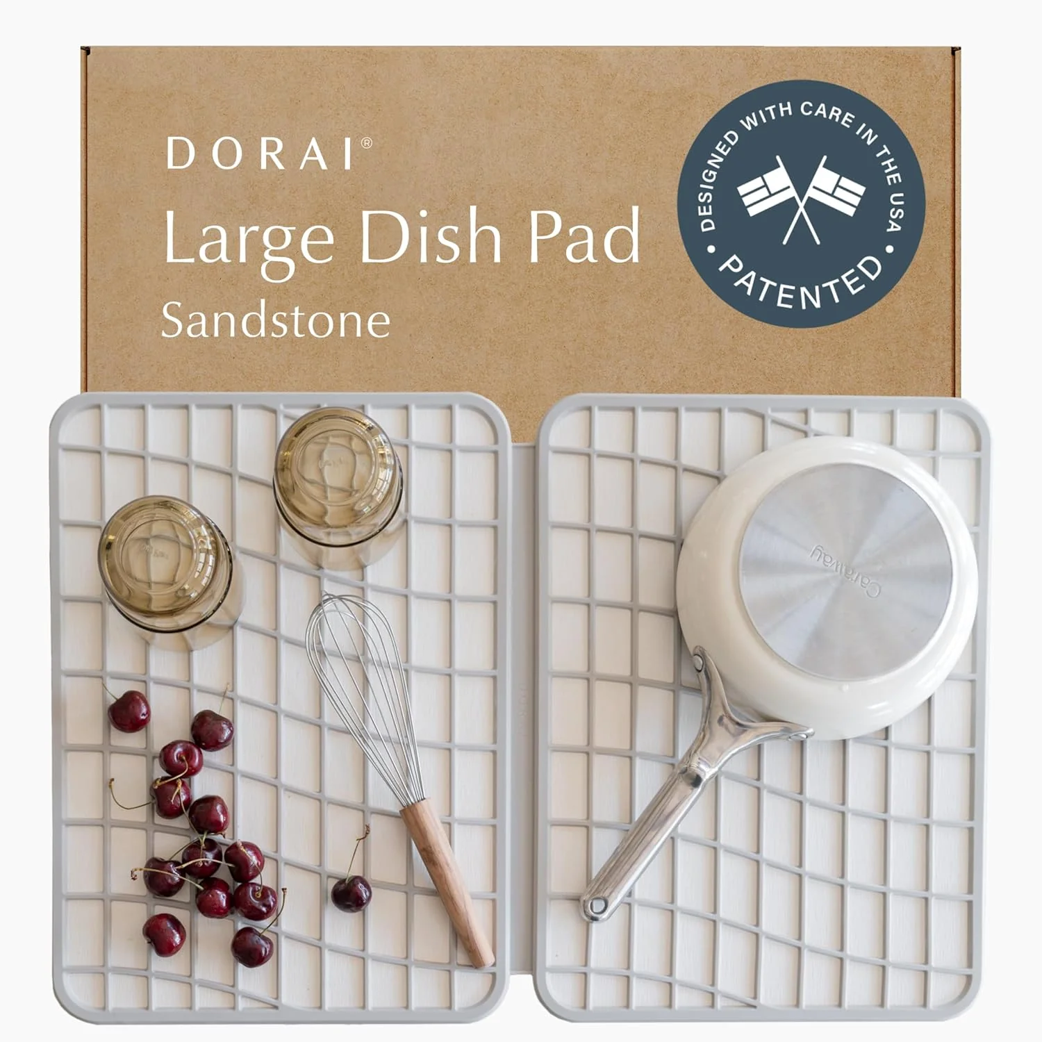 Powerful Dorai Large Dish Drying Mat - Quick-Drying Stone Pad Smooth