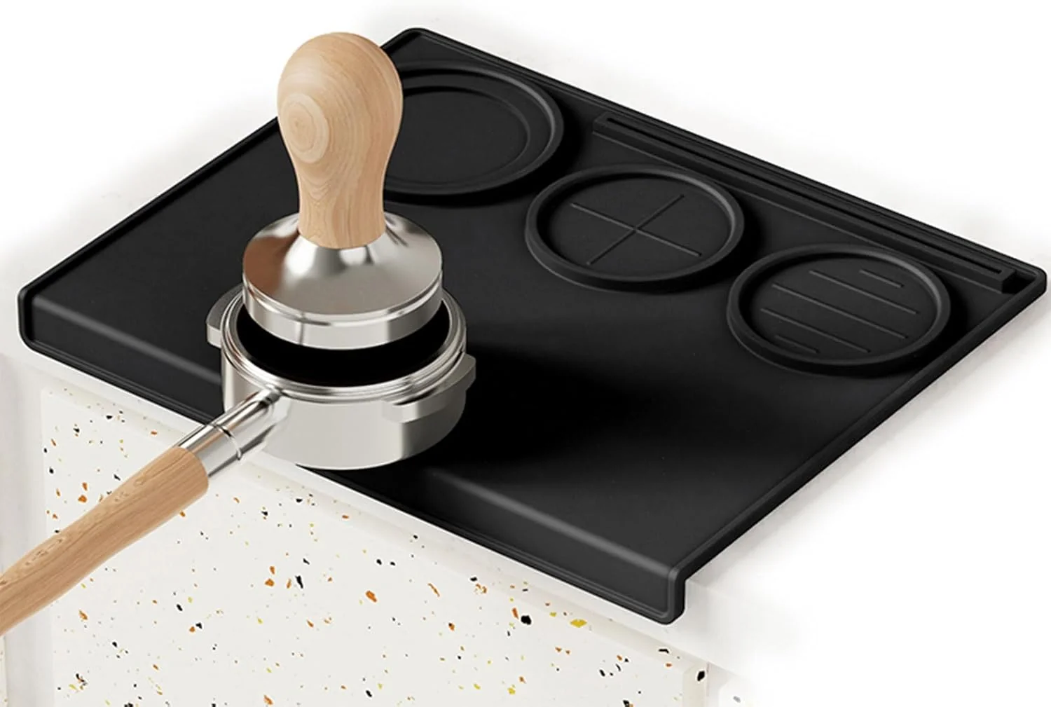 Authentic Espresso Tamping Mat Silicone Coffee Tamping Mat with Three Grooved Sections Suitable for 51mm Tamper and Coffee Distributor Contemporary