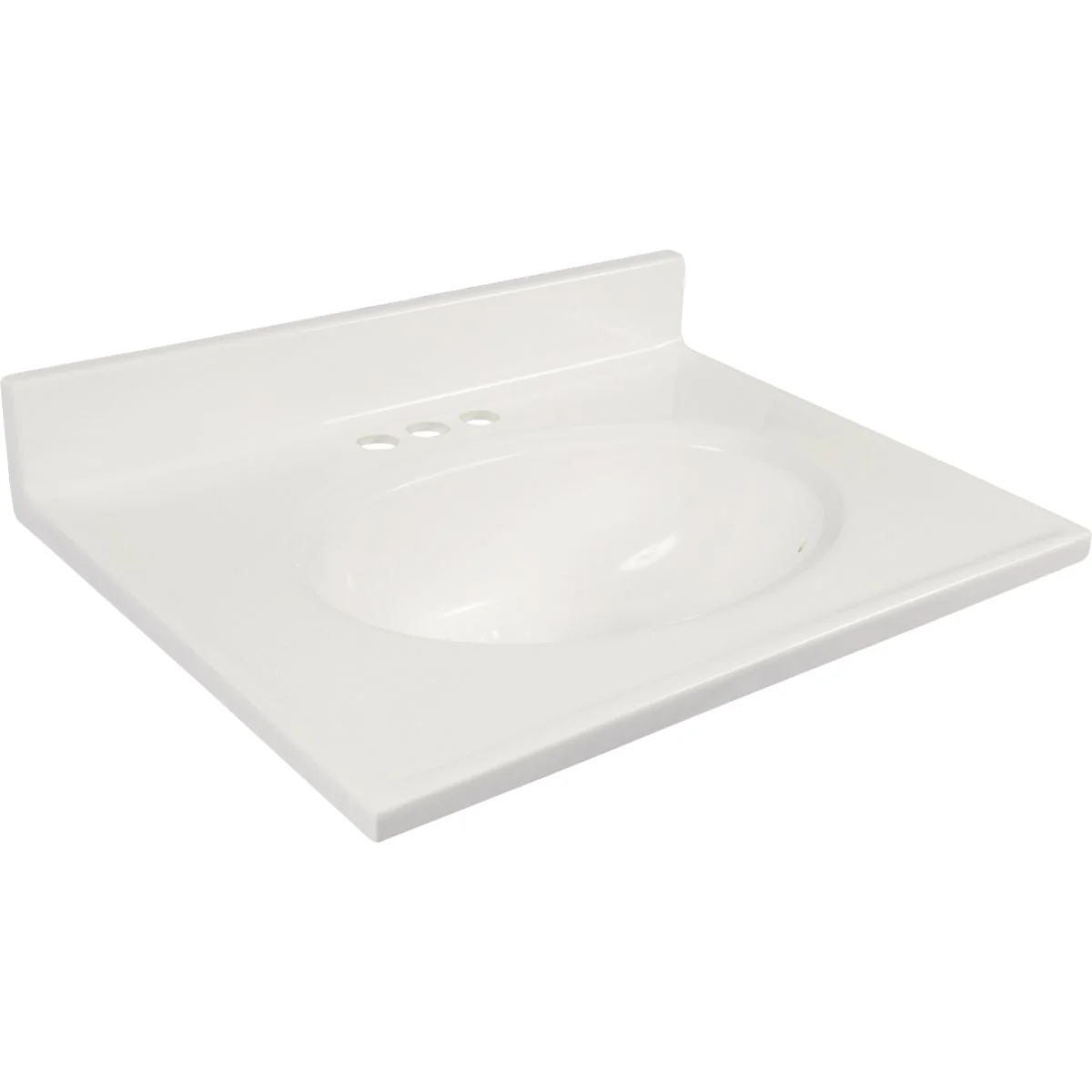 Premium Material Modular Vanity Tops 31 In. W x 19 In. D Solid White Cultured Marble Non-Drip Edge Vanity Top with Oval Bowl Long-Lasting