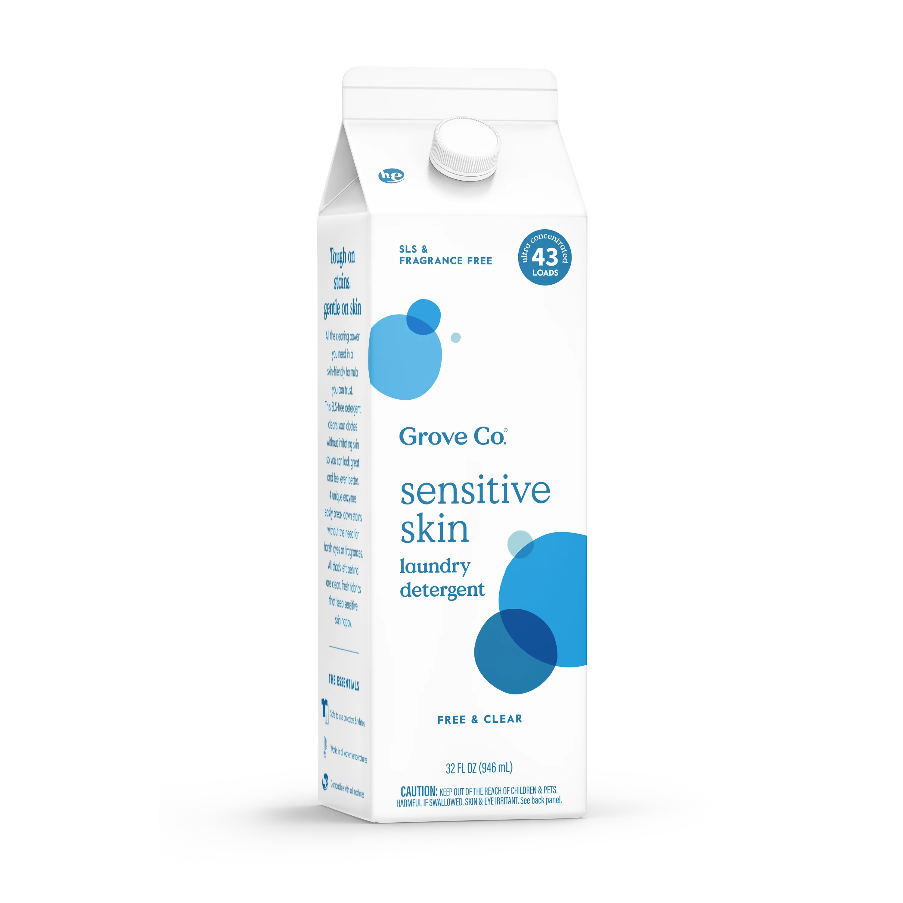 Carefully Designed Grove Co. Sensitive Skin Laundry Detergent – No SLS or Synthetic Dye Verified