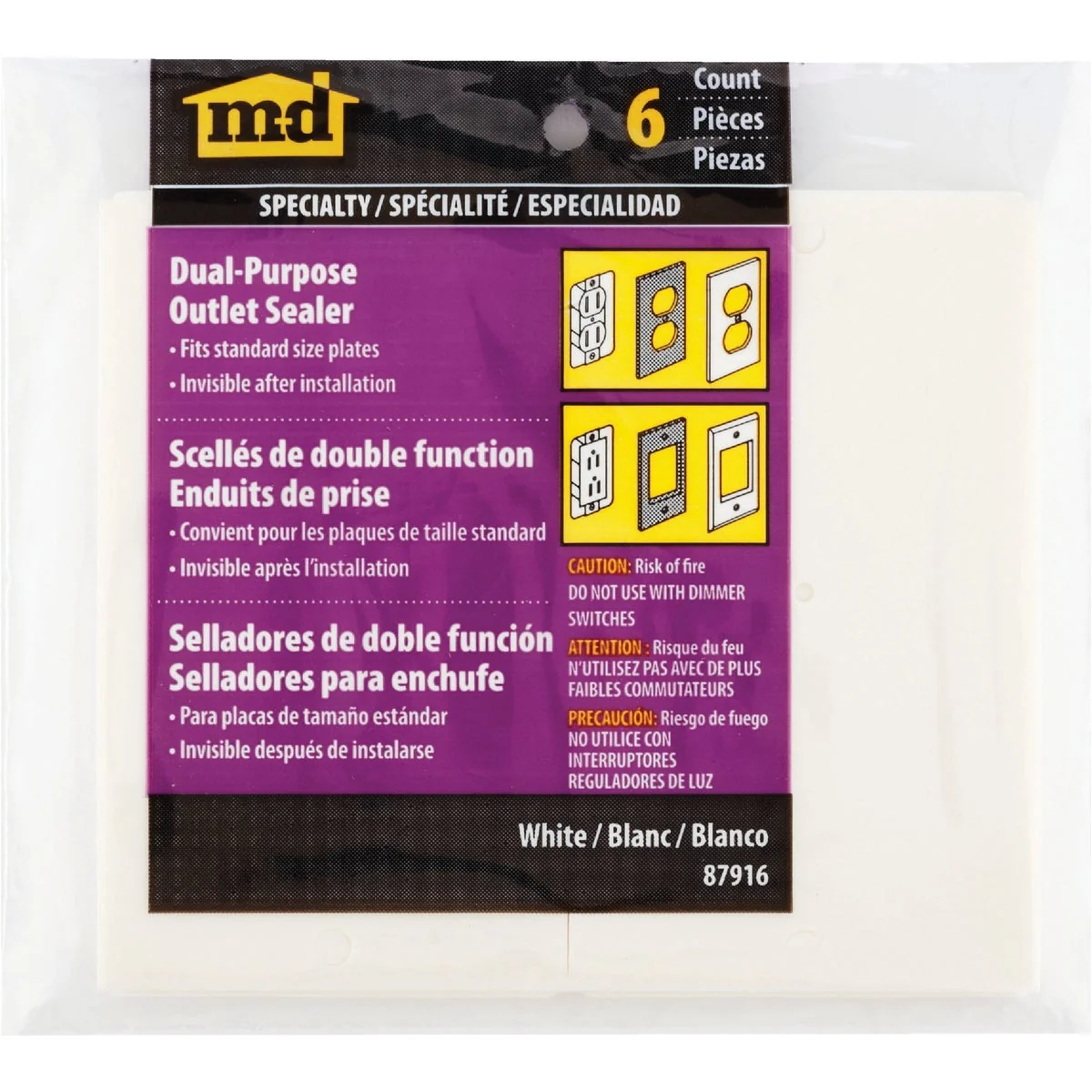 Environmentally Friendly M-D Switch Wall Plate Insulator 6-Pack Natural