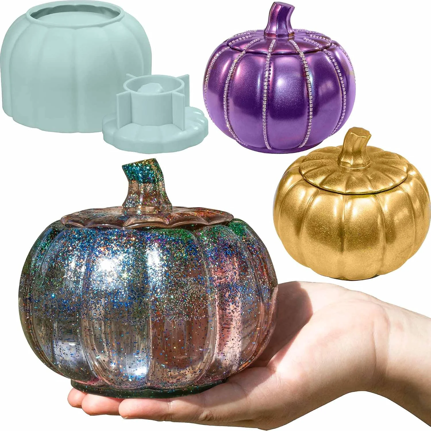 High-Quality Pumpkin Jar Resin Mold Large Jar Mold Halloween Epoxy Resin Molds Pumpkin Silicone Molds Autumn Halloween Decor Jewelry Trinket Container Practical