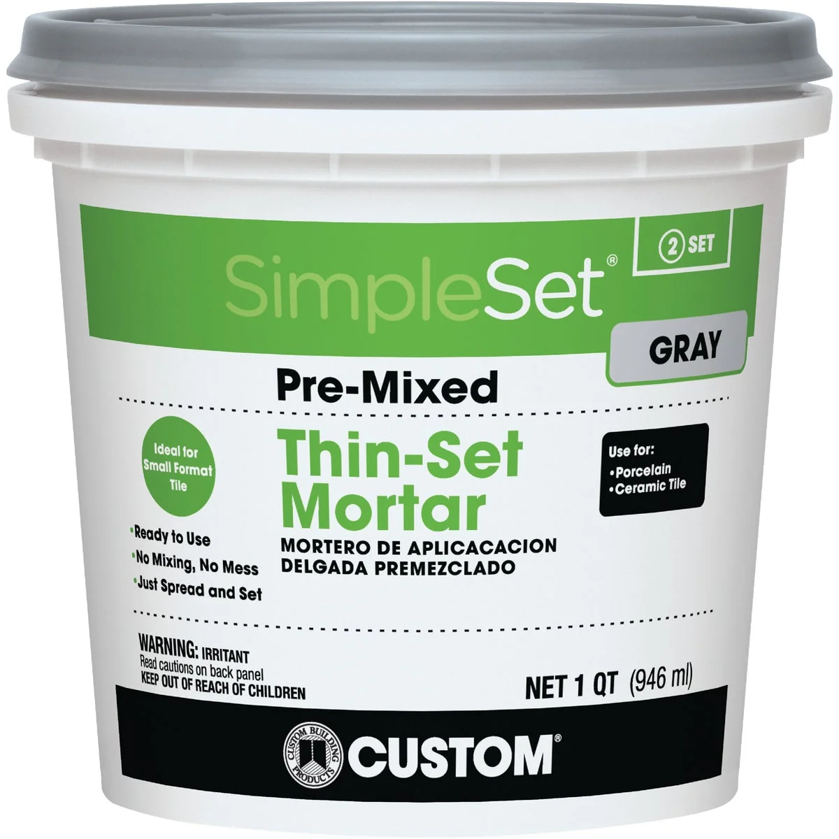 Safe Custom Building Products SimpleSet Quart Gray Pre-Mixed Thin-Set Mortar Modern