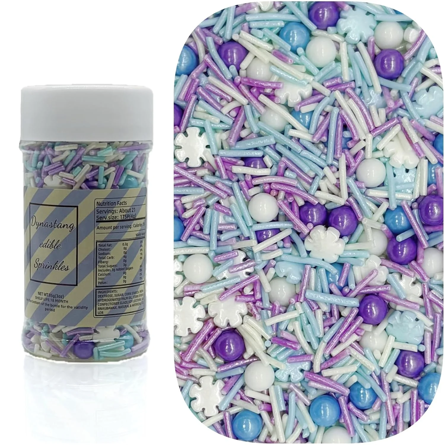 Expertly Made Dynastang Snowflake Sprinkles Mixed Style Edible Cake Decorations Cupcake Toppers Cookie for Cakes Cupcakes Desserts Toppings 3OZ Convenient