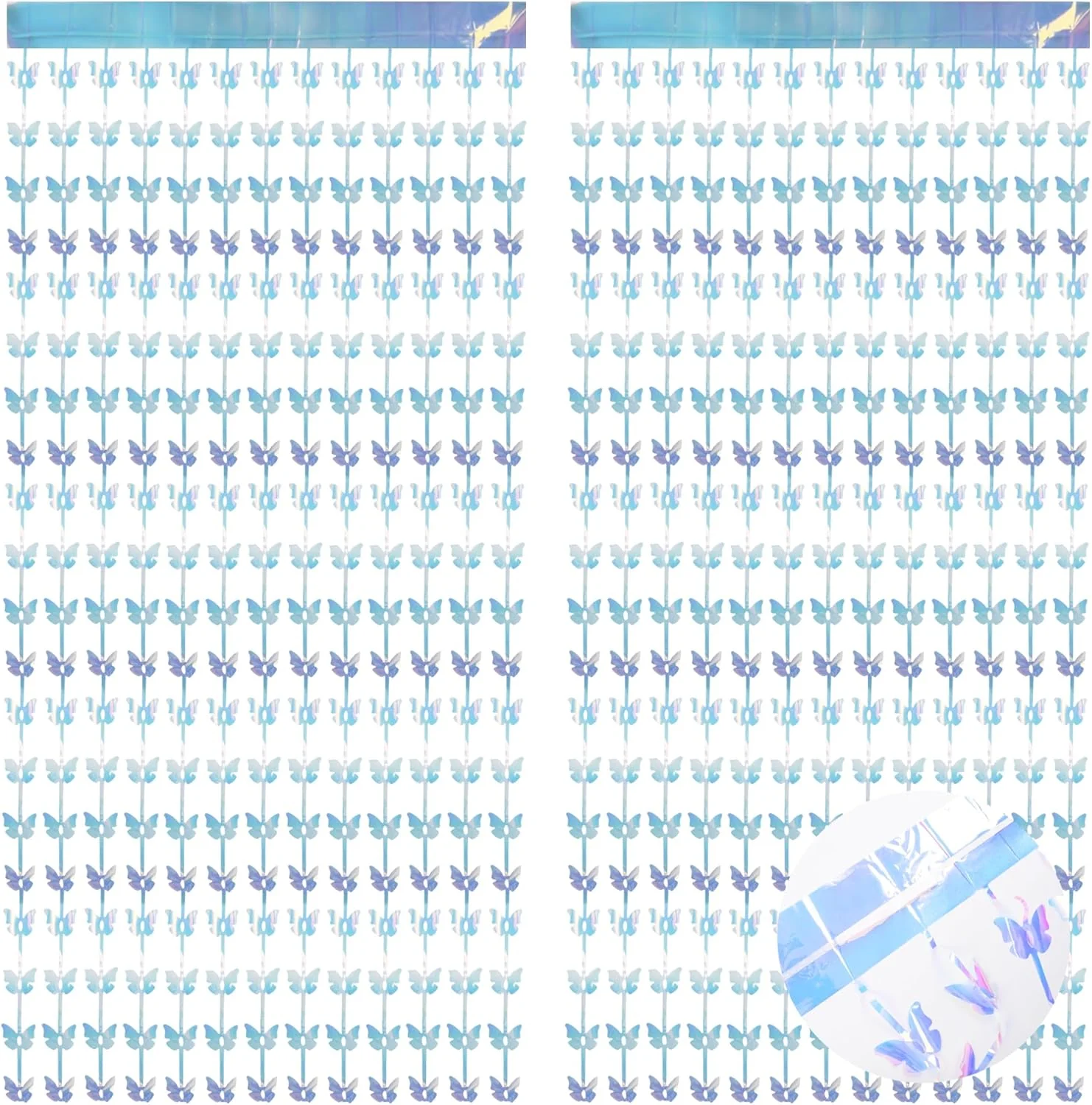 Detailed Braveshine Iridescent Hanging Butterfly Foil Fringe Curtain - 2 Pack 3.2x6.6ft Holographic Party Streamers Backdrop for Baby Bridal Comfortable