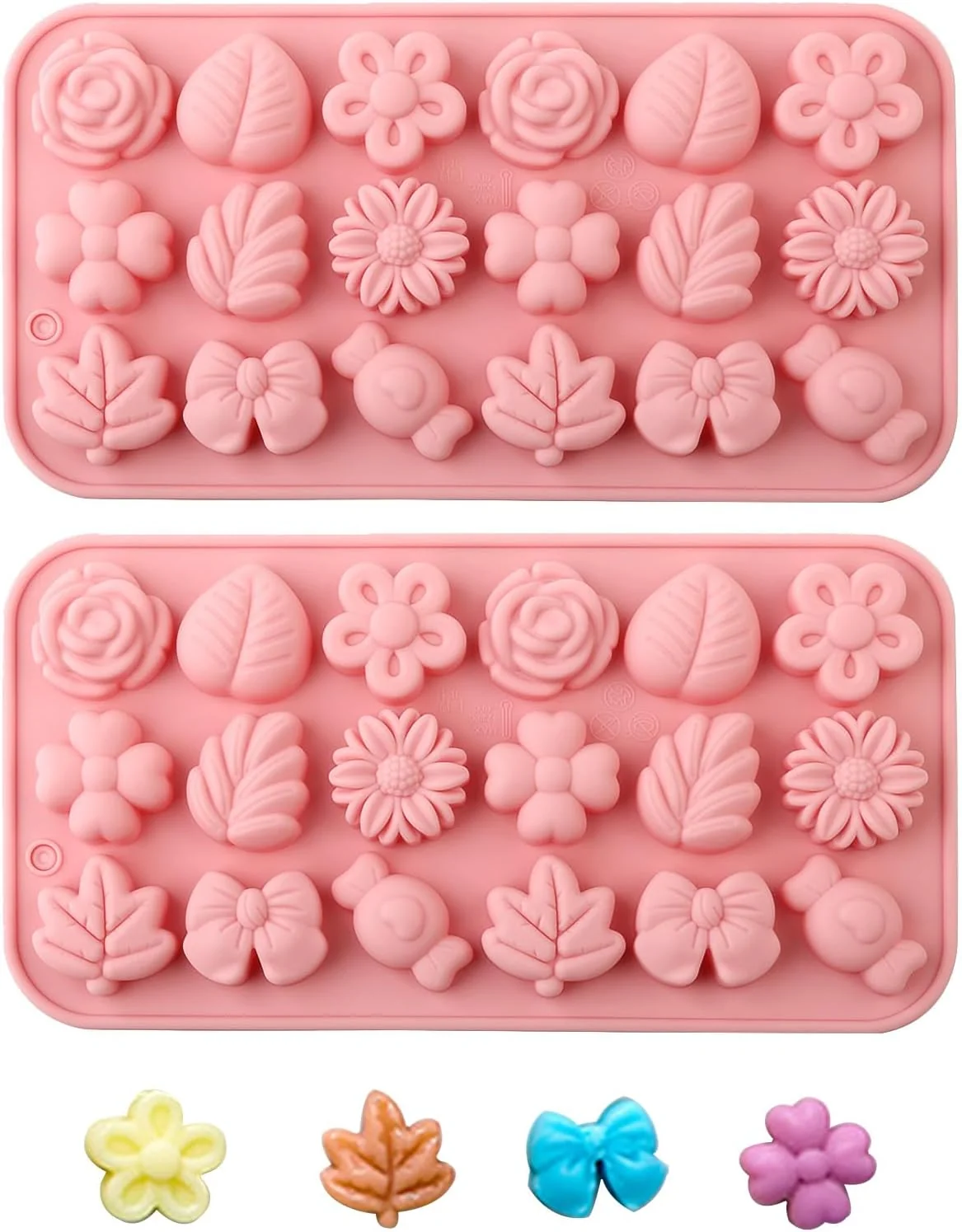 Traditional 2Pcs Silicone Flower Molds for Cakes Cupcakes Chocolate Candy Sugar Craft and Resin Crafts - Pink Flower Mold Set Pink Proven