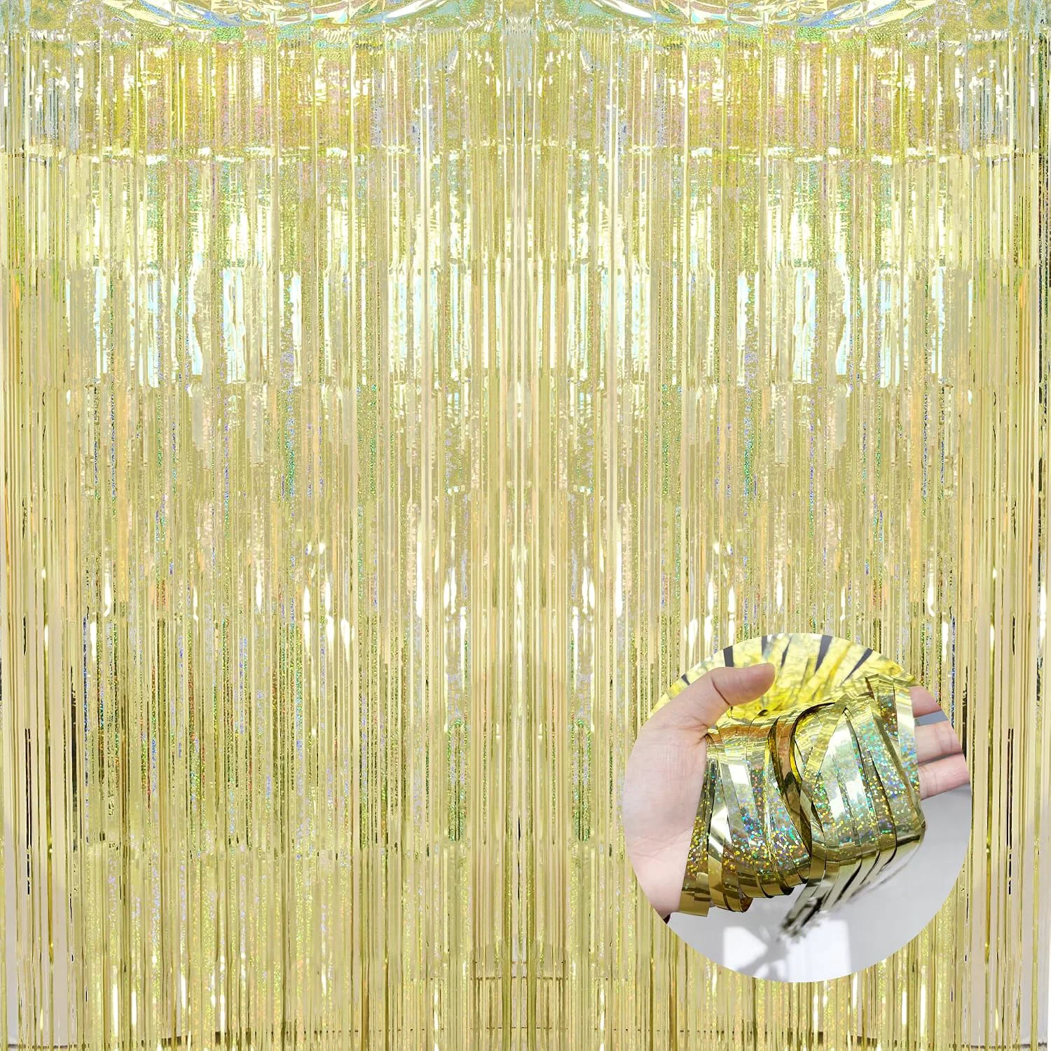 Contemporary BRAVESHINE Tinsel Fringe Backdrop Gold Party Decorations 2 Pack Breathable
