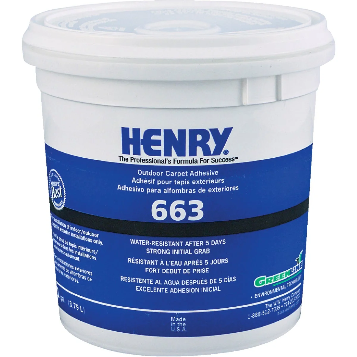 Durable Henry Premium Outdoor Carpet Adhesive Gallon Comfortable