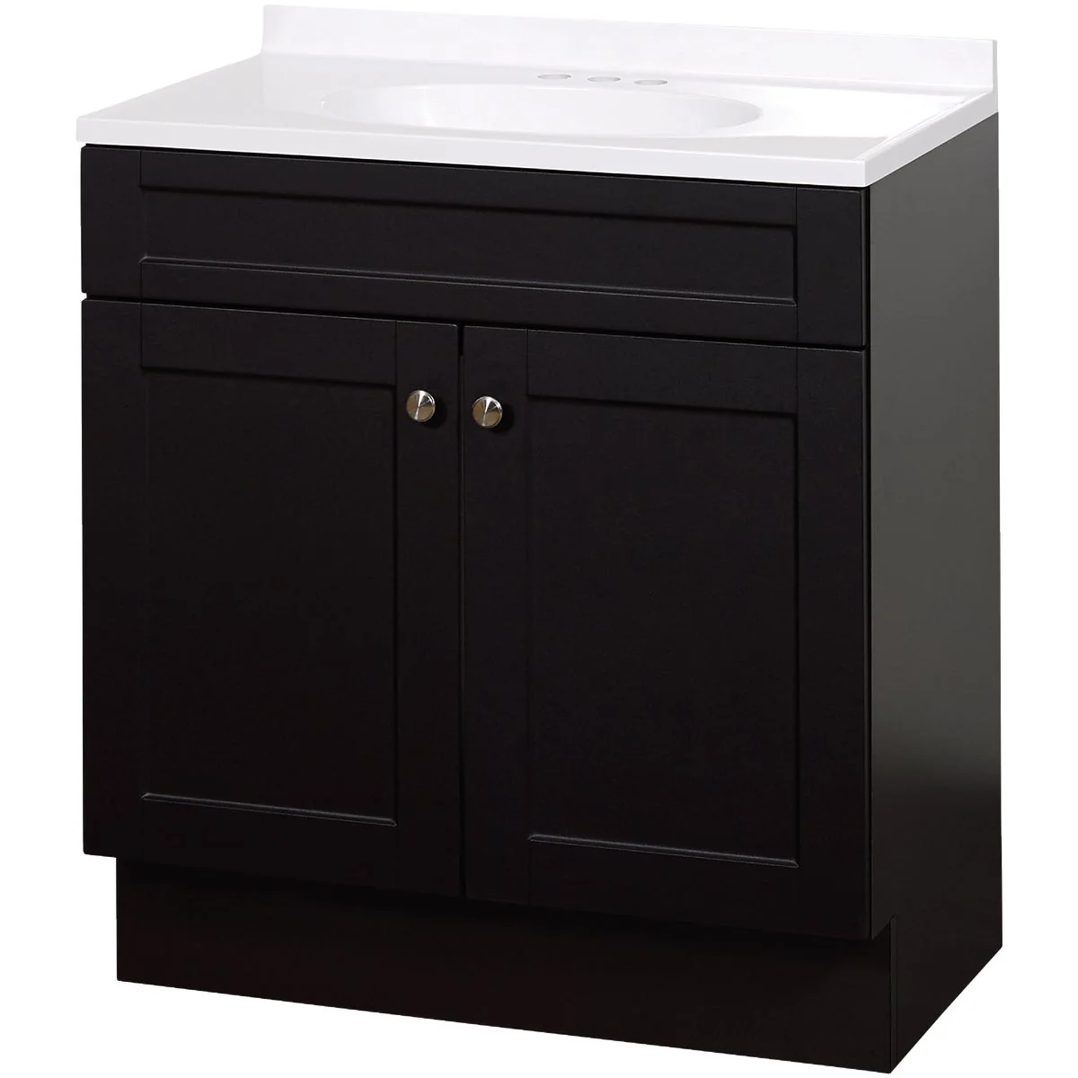Pure Zenith Zenna Home Espresso 36 In. W x 35 In. H x 18 In. D Shaker Vanity with White Cultured Marble Top Secure