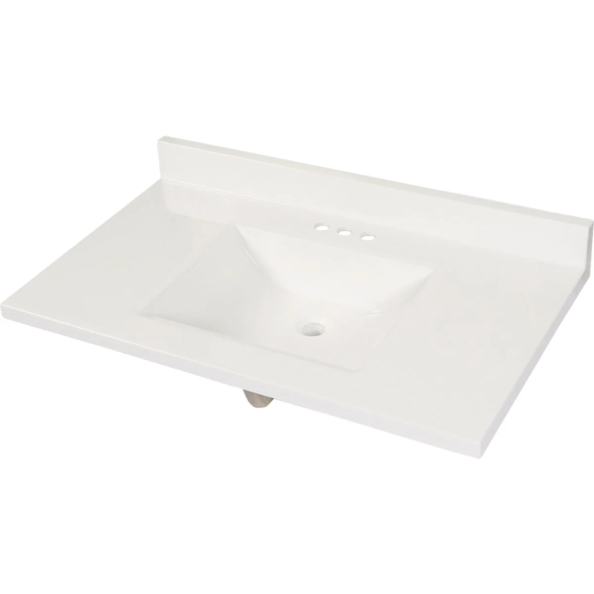 Green Modular Vanity Tops 37 In. W x 22 In. D Solid White Cultured Marble Vanity Top with Rectangular Wave Bowl Stylish