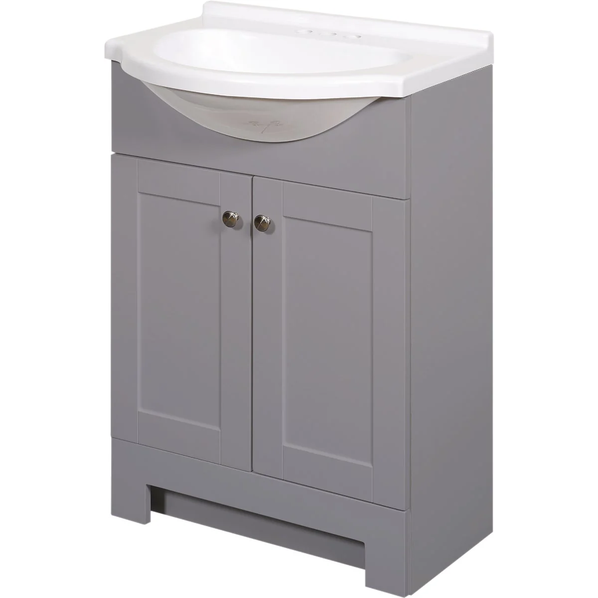 Professional Zenith Zenna Home Cool Gray 24 In. W x 35 In. H x 18 In. D Euro Vanity with White Cultured Marble Top Crafted