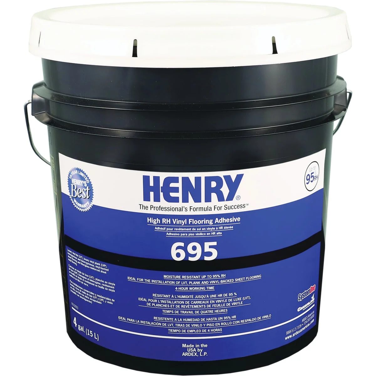 World-Class Henry 695 High RH Vinyl Floor Adhesive 4 Gal. Fine