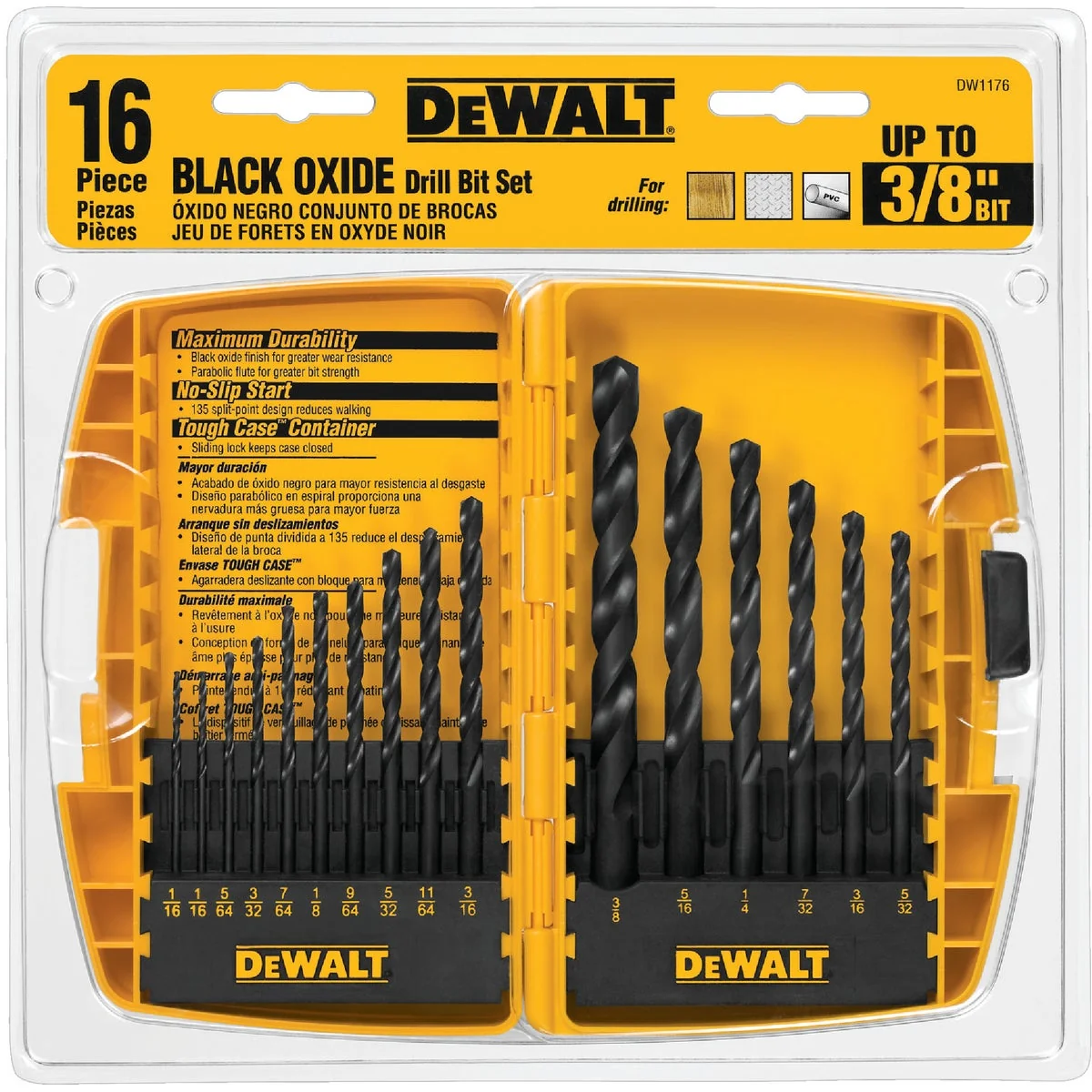 Recyclable DeWalt 16-Piece Black Oxide Drill Bit Set 1 16 In. thru 3 8 In. Pure