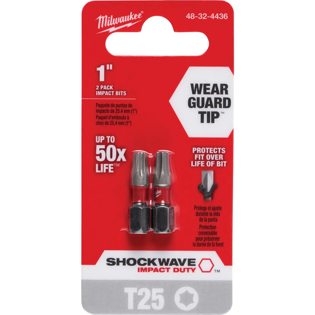 Premium Material Milwaukee Shockwave T25 TORX 1 In. Insert Impact Screwdriver Bit 2-Pack Organic