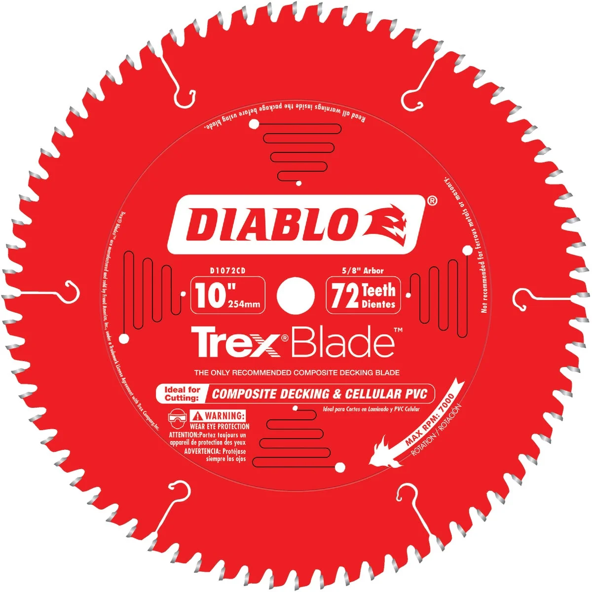 Fine Crafted Diablo Trex Blade 10 In. 72-Tooth Composite Decking PVC Circular Saw Blade Convenient
