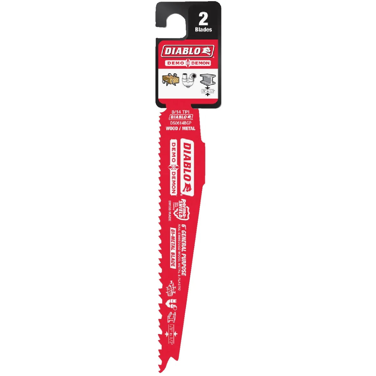 Exclusive Diablo Demo Demon 6 In. 8 14 TPI Wood and Metal Cutting Reciprocating Saw Blade 2-Pack Natural