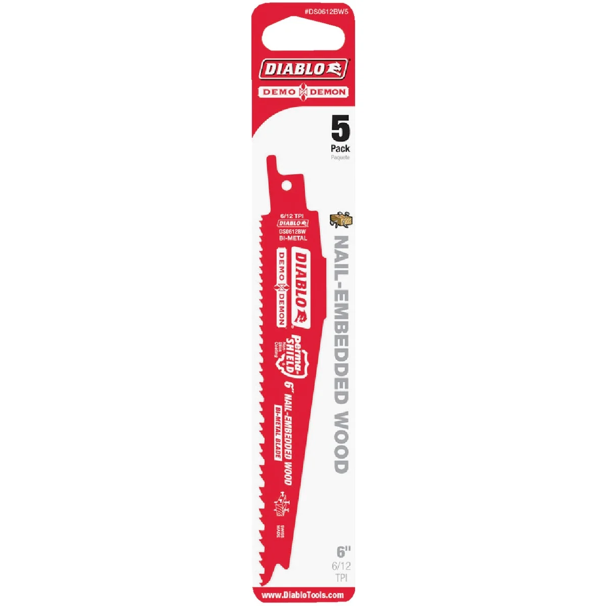 Consistent Diablo Demo Demon 6 In. 6 12 TPI Wood w Nails Reciprocating Saw Blade 5-Pack Unique