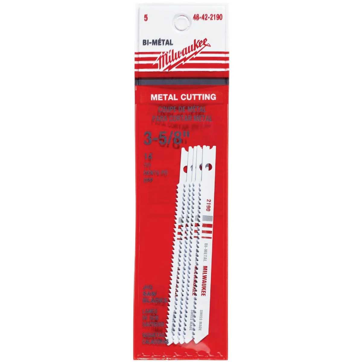 Lightweight Milwaukee U-Shank 3-5 8 In. x 14 TPI Bi-Metal Jig Saw Blade Metal Cutting 5-Pack Enhanced